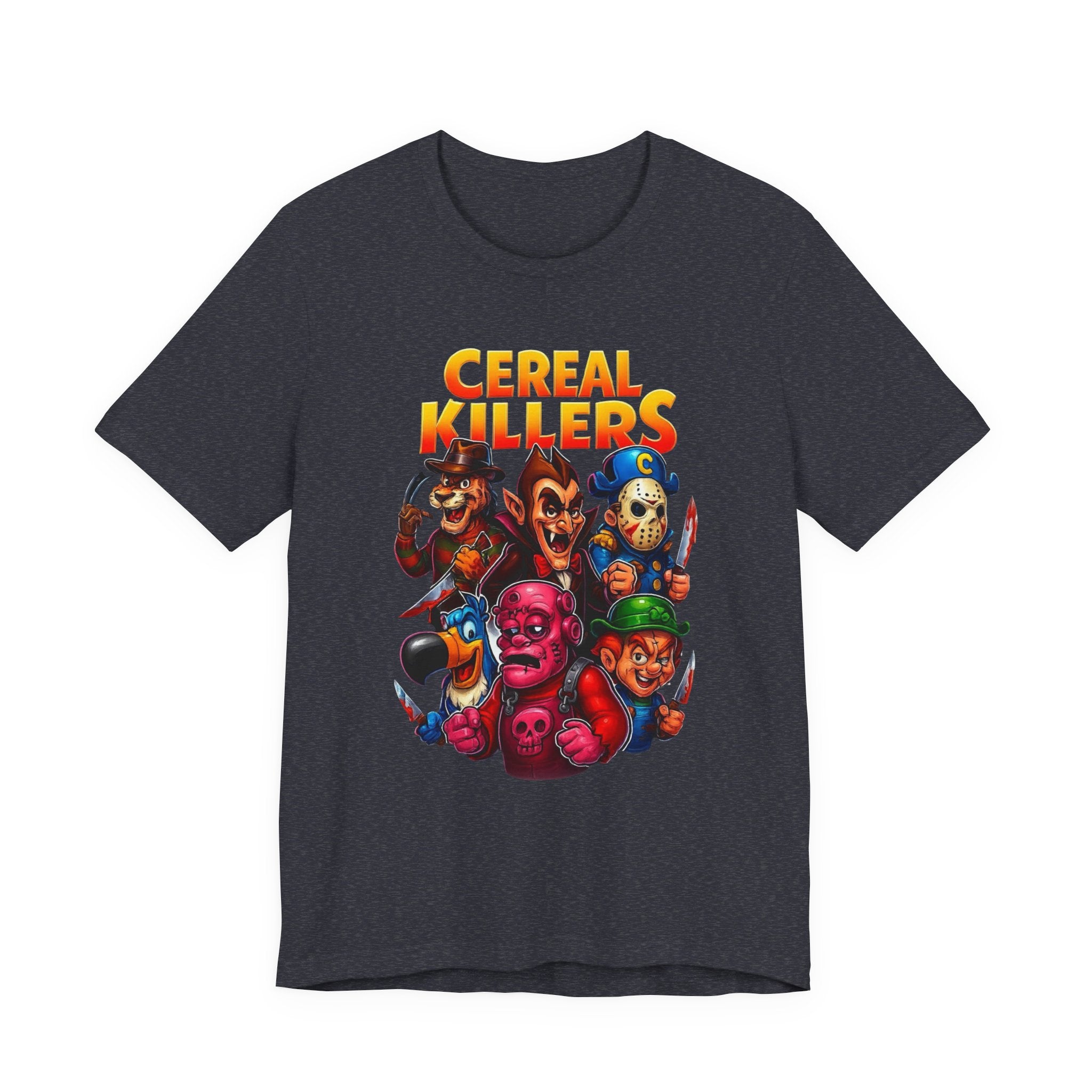 Cereal Killers Parody Horror Cartoon T-Shirt | Funny Cereal Villains Graphic Tee