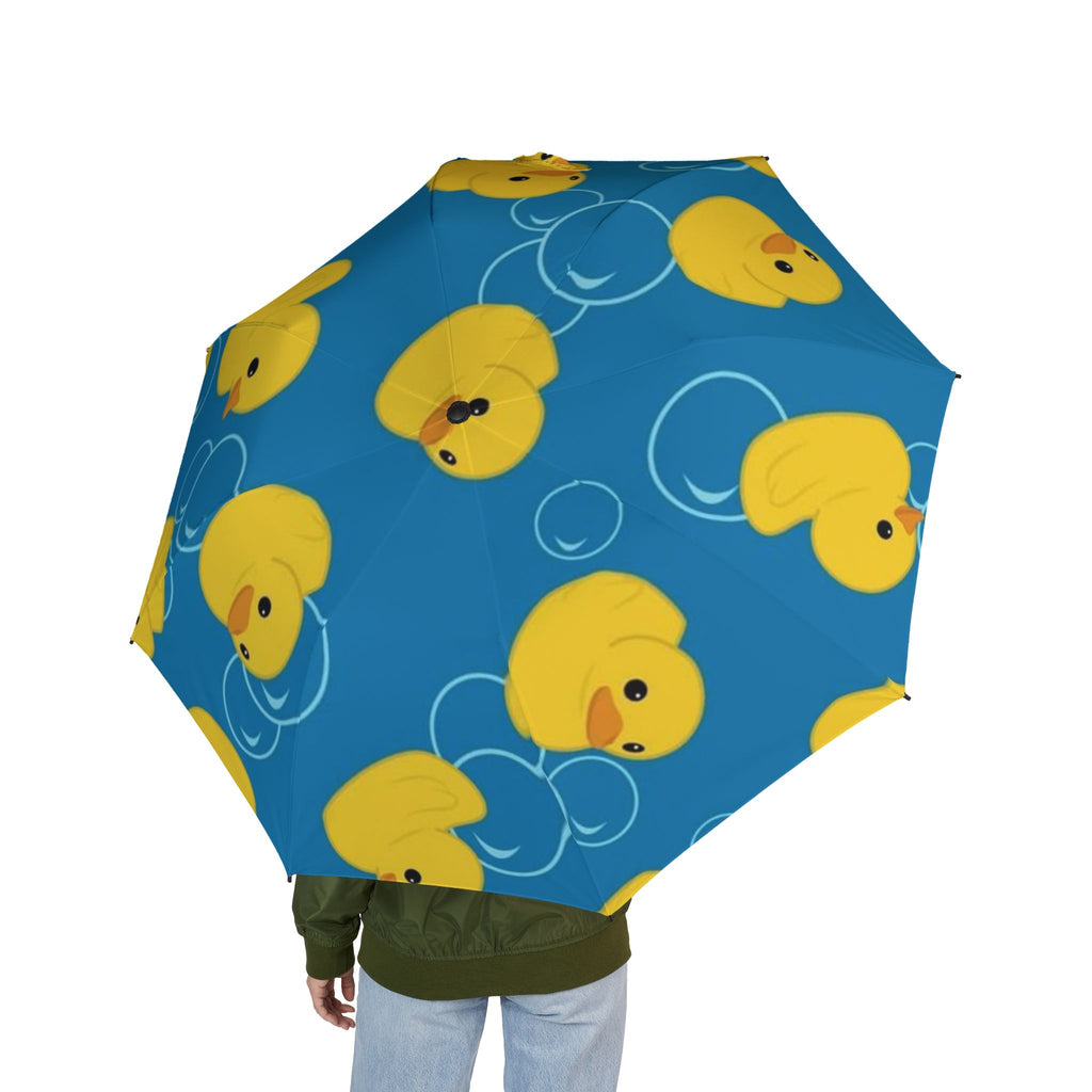Rubber Duck Blue Foldable Umbrella — Semi‑Automatic Compact Travel Umbrella