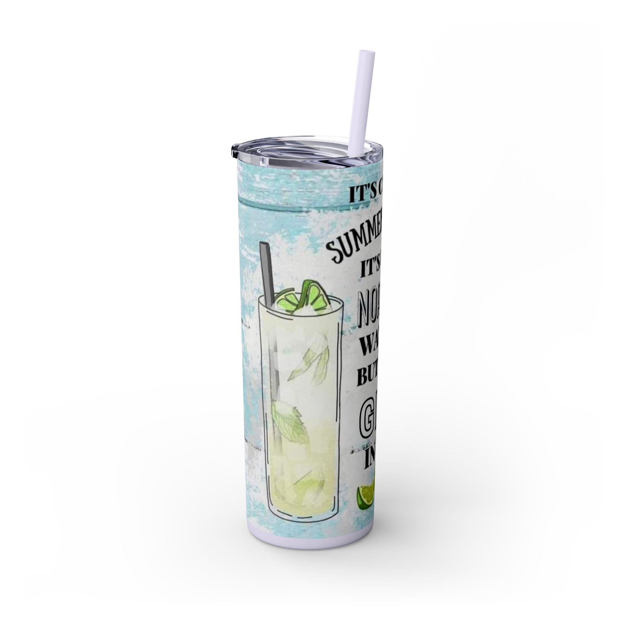 20oz Skinny Tumbler with Straw — Summer Water Tumbler