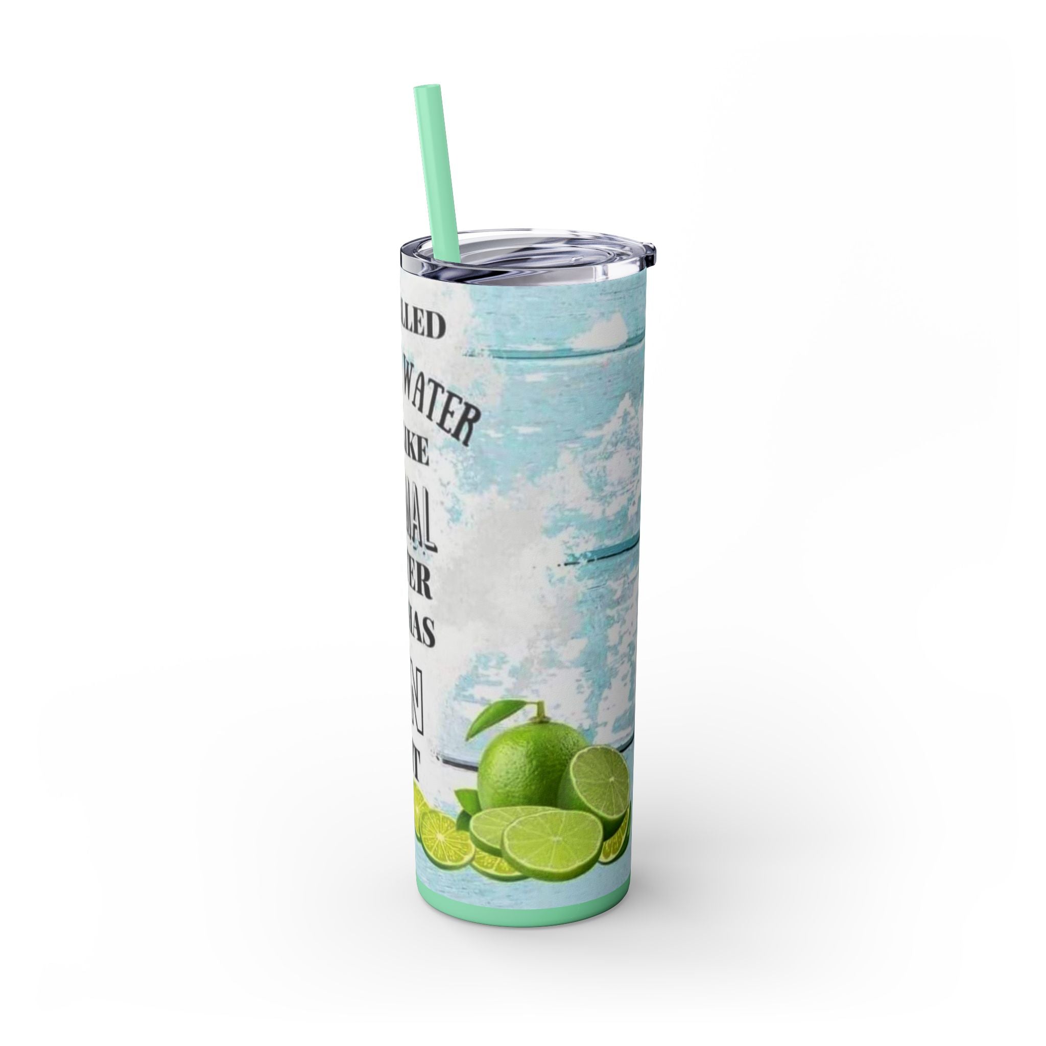 20oz Skinny Tumbler with Straw — Summer Water Tumbler
