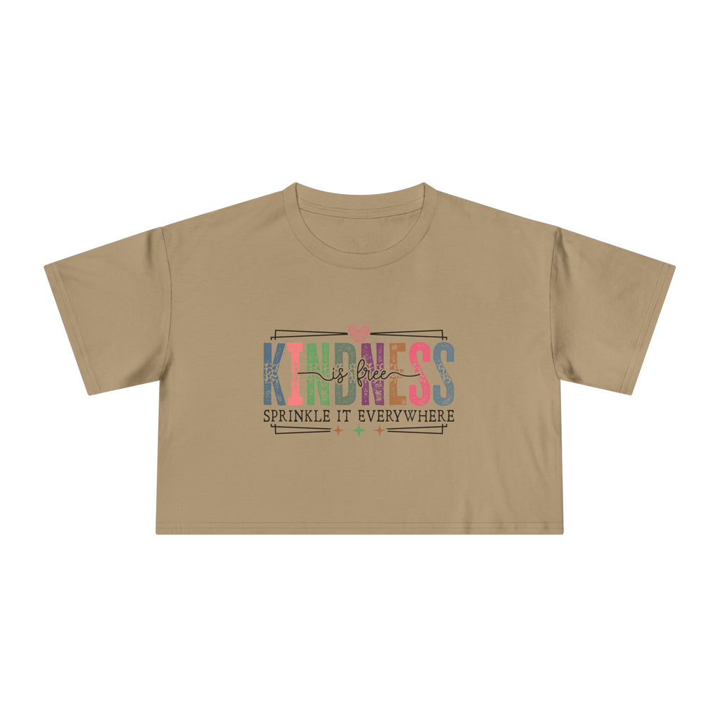 Crop Tee — "Kindness: Sprinkle It Everywhere" Floral Graphic