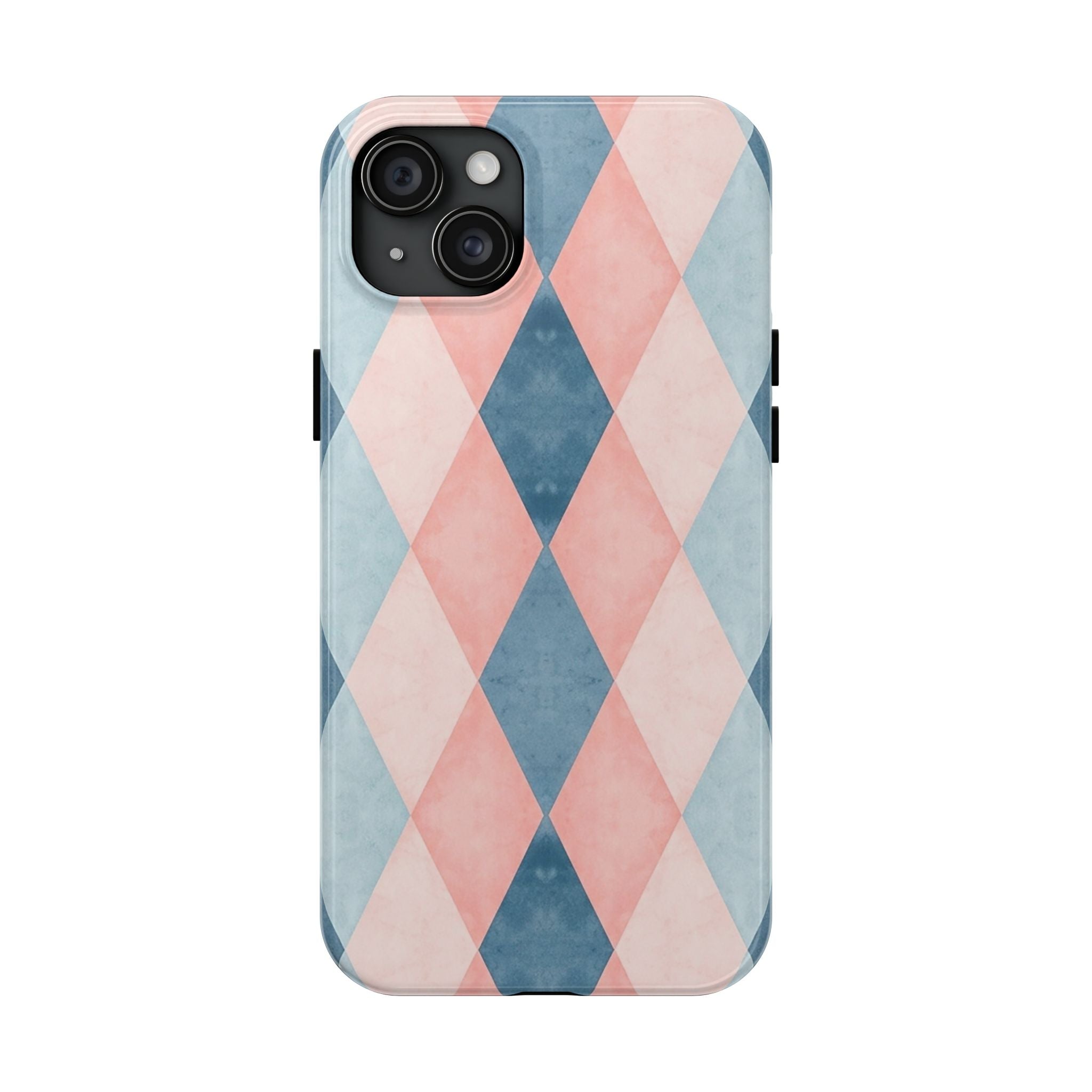 Pastel Harlequin Tough Phone Case — Blue & Pink Diamond Pattern