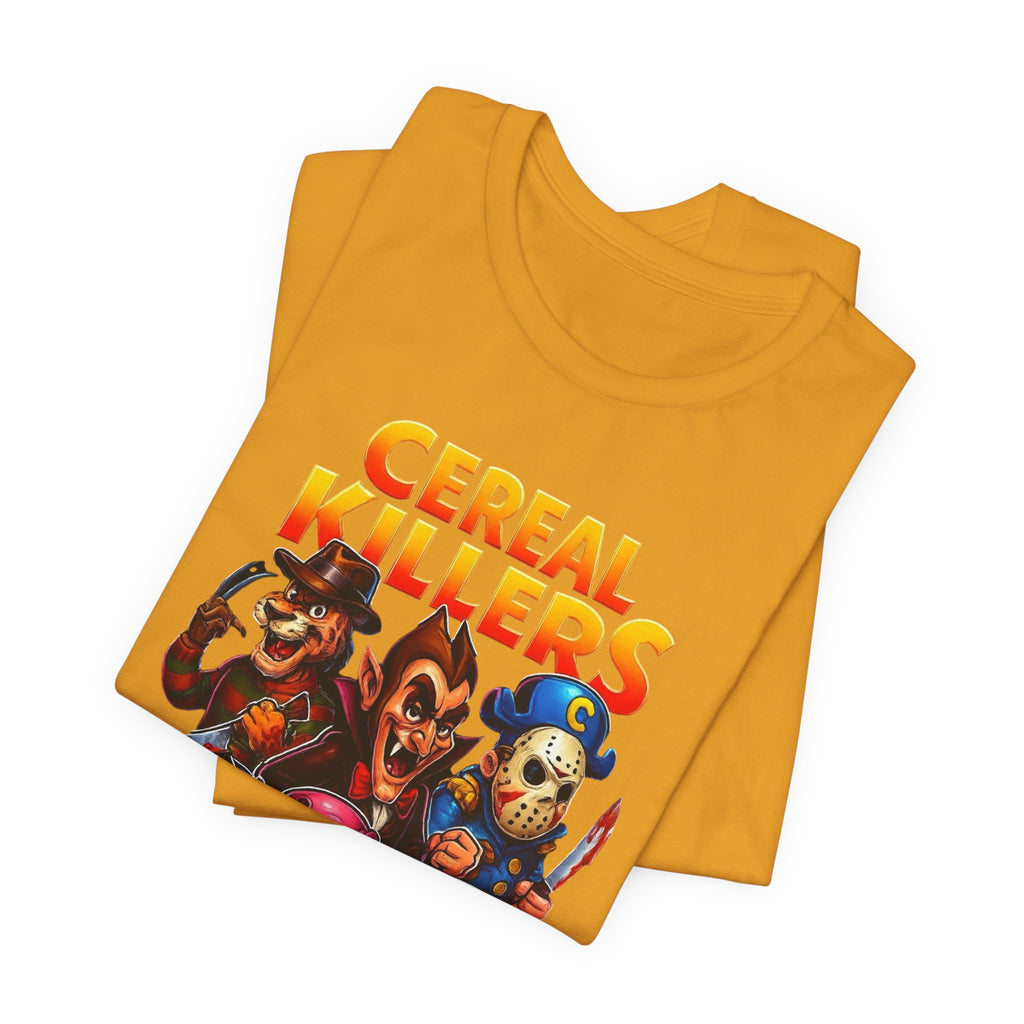Cereal Killers Parody Horror Cartoon T-Shirt | Funny Cereal Villains Graphic Tee