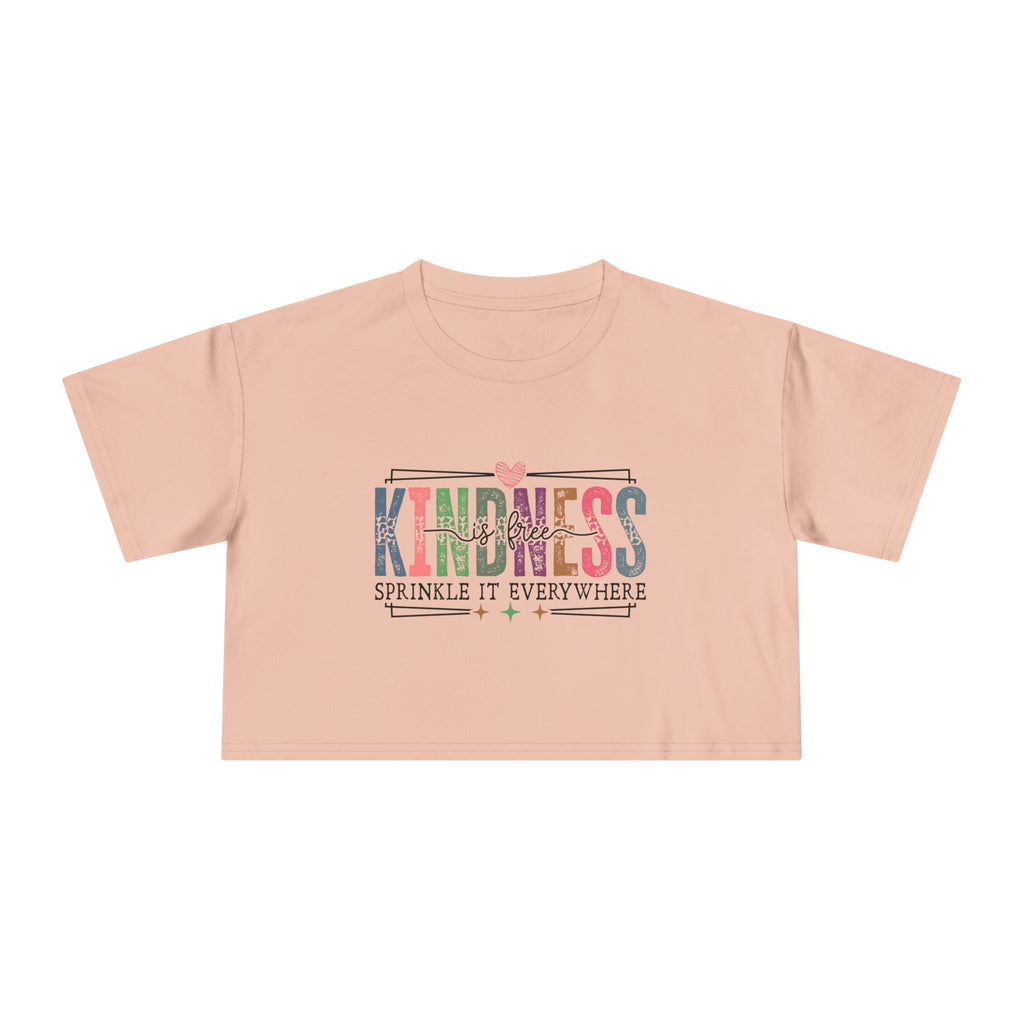 Crop Tee — "Kindness: Sprinkle It Everywhere" Floral Graphic