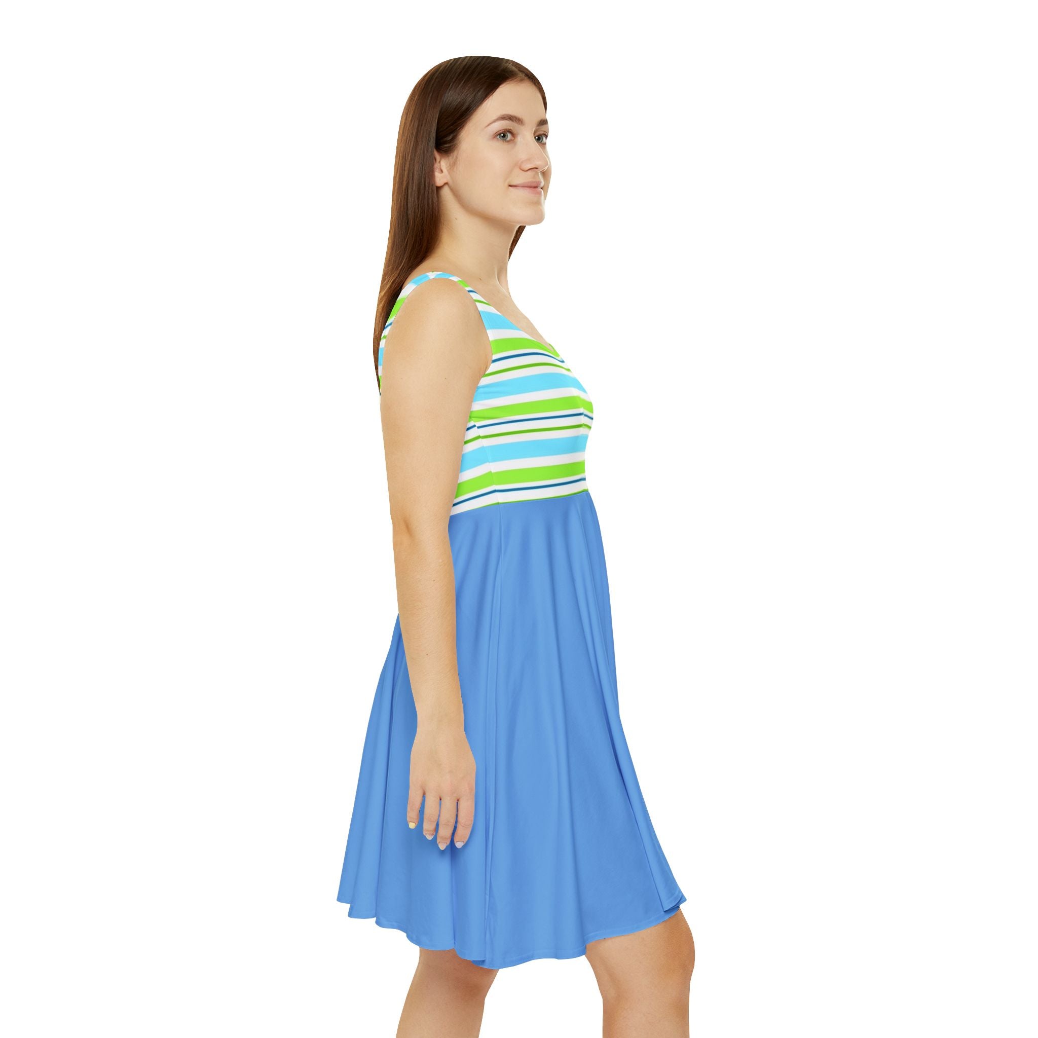 Striped Blue Skater Dress — Casual Summer Tank Dress