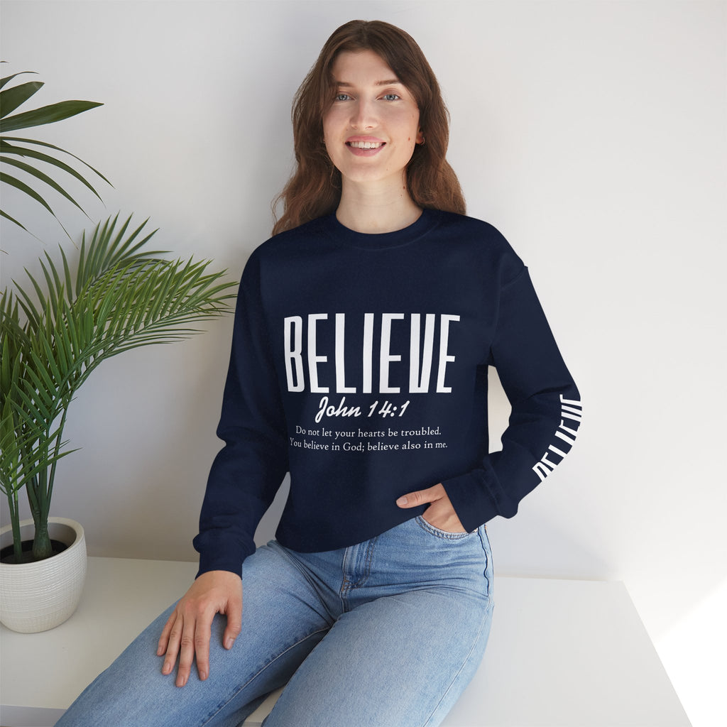 Wolf Pack “Believe John 14:1” Crewneck – Faith Streetwear Pullover