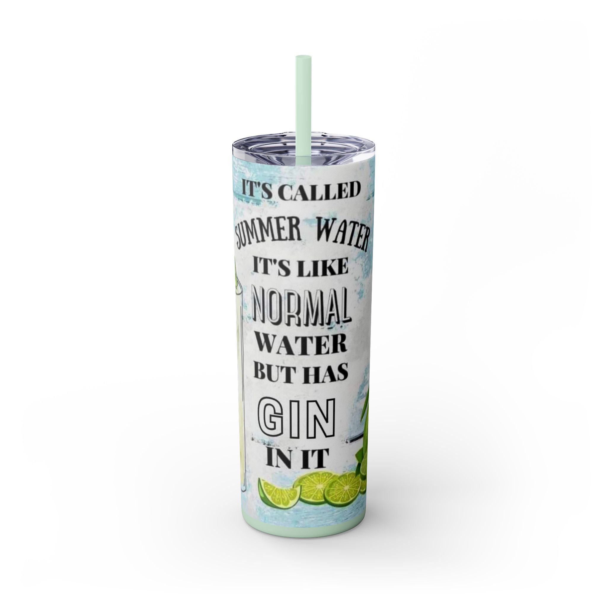 20oz Skinny Tumbler with Straw — Summer Water Tumbler