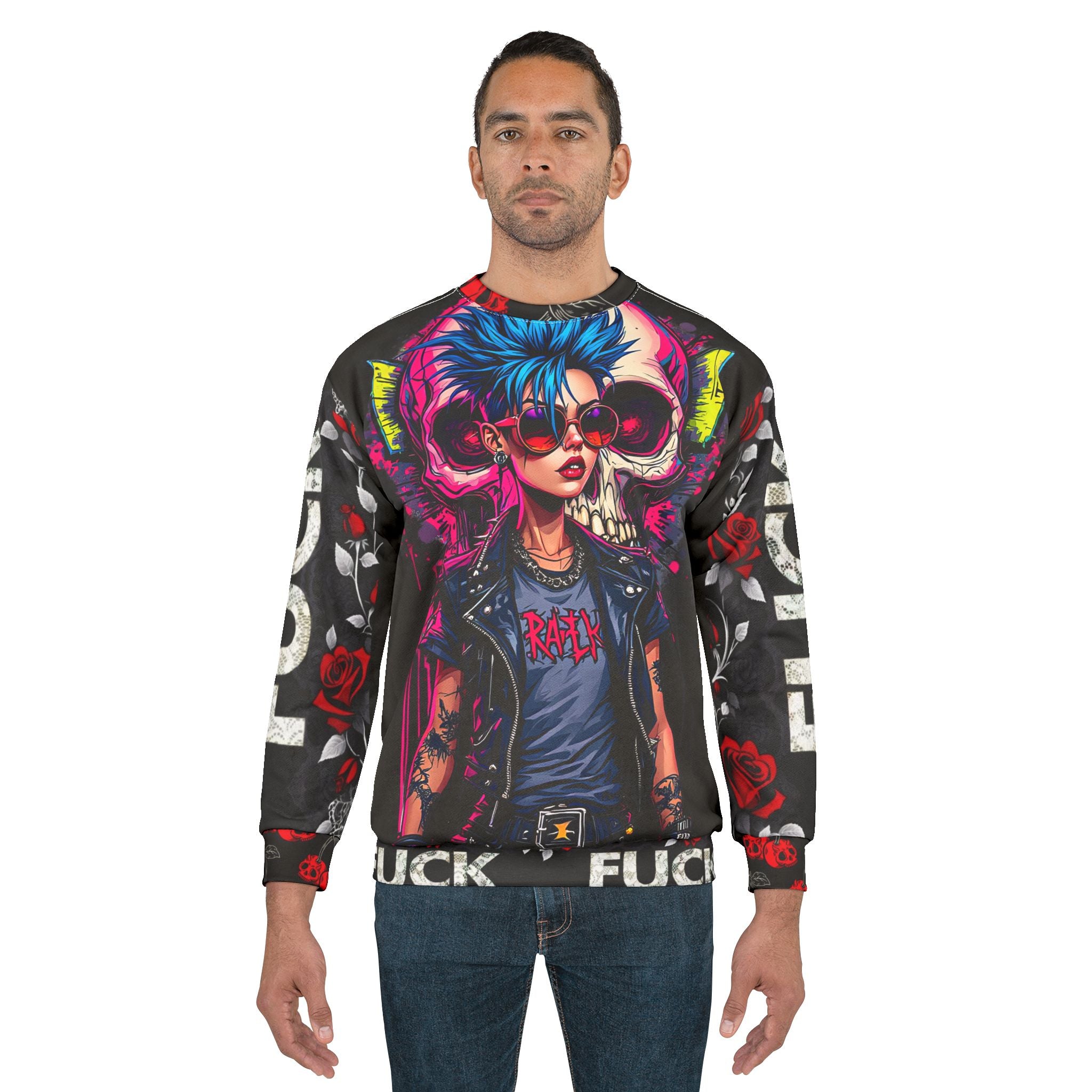 Rebel Cherry Skull Crewneck – Punk Gothic Streetwear Sweatshirt