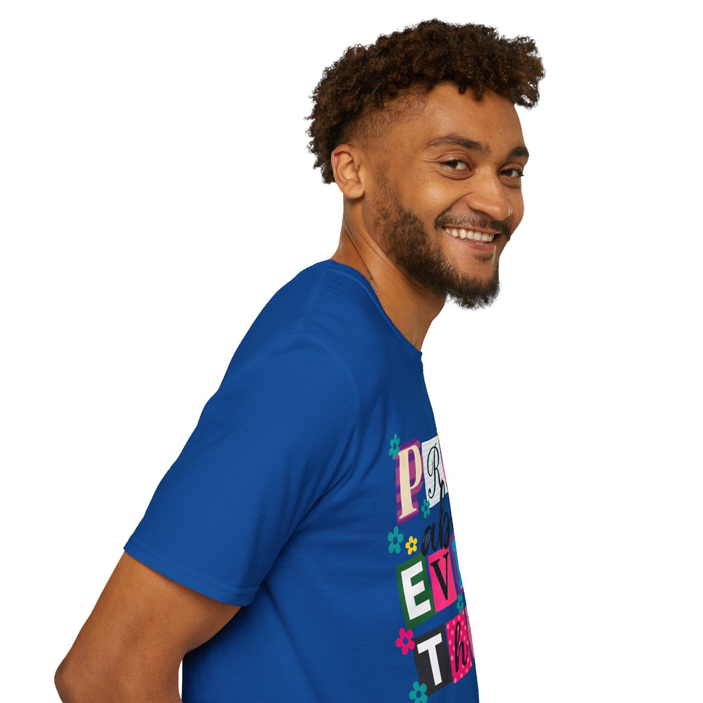 T-Shirt — "Pray About Everything" Colorful Floral Faith Graphic