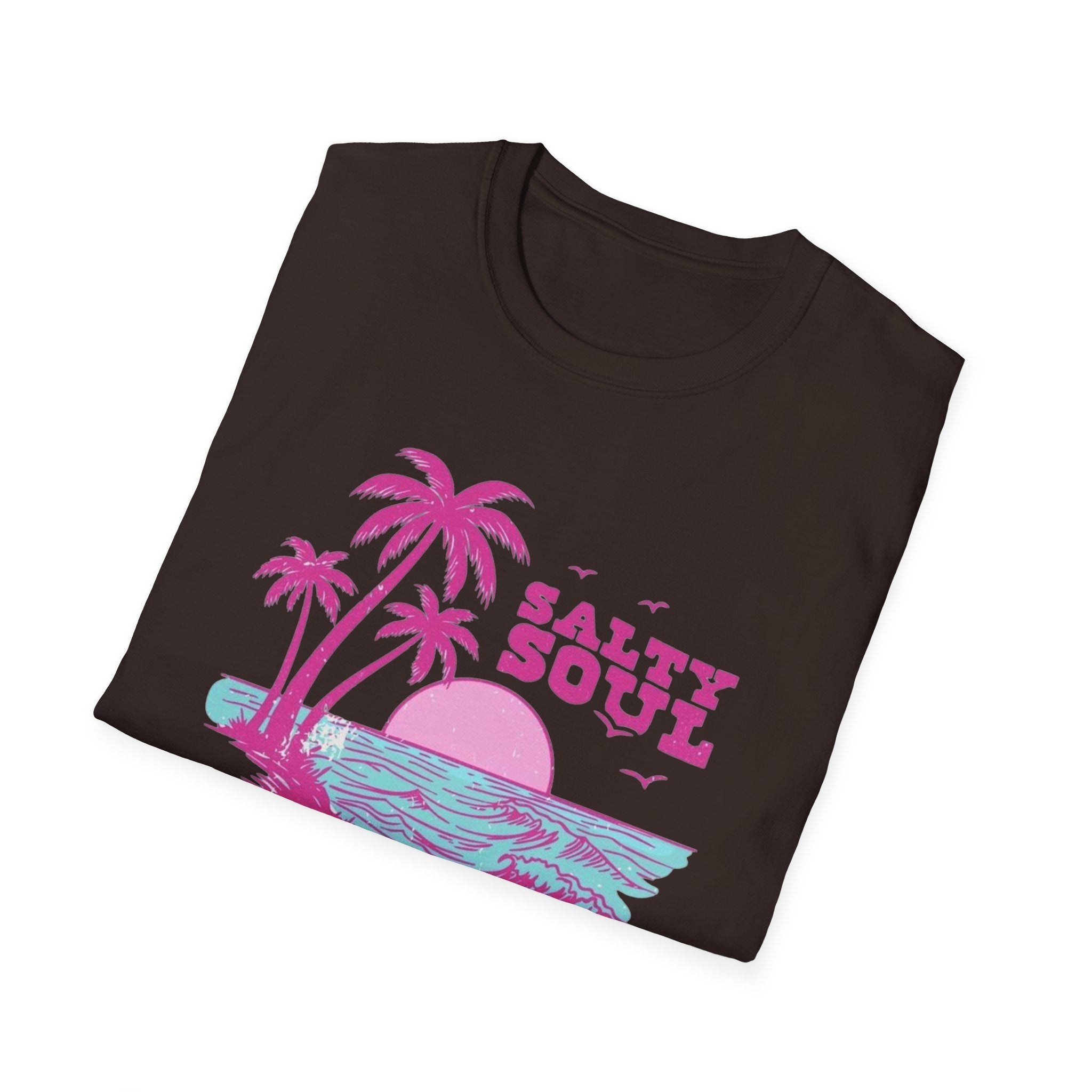 Salty Soul Beach T-Shirt — Sun, Palm Trees & Waves Graphic Tee