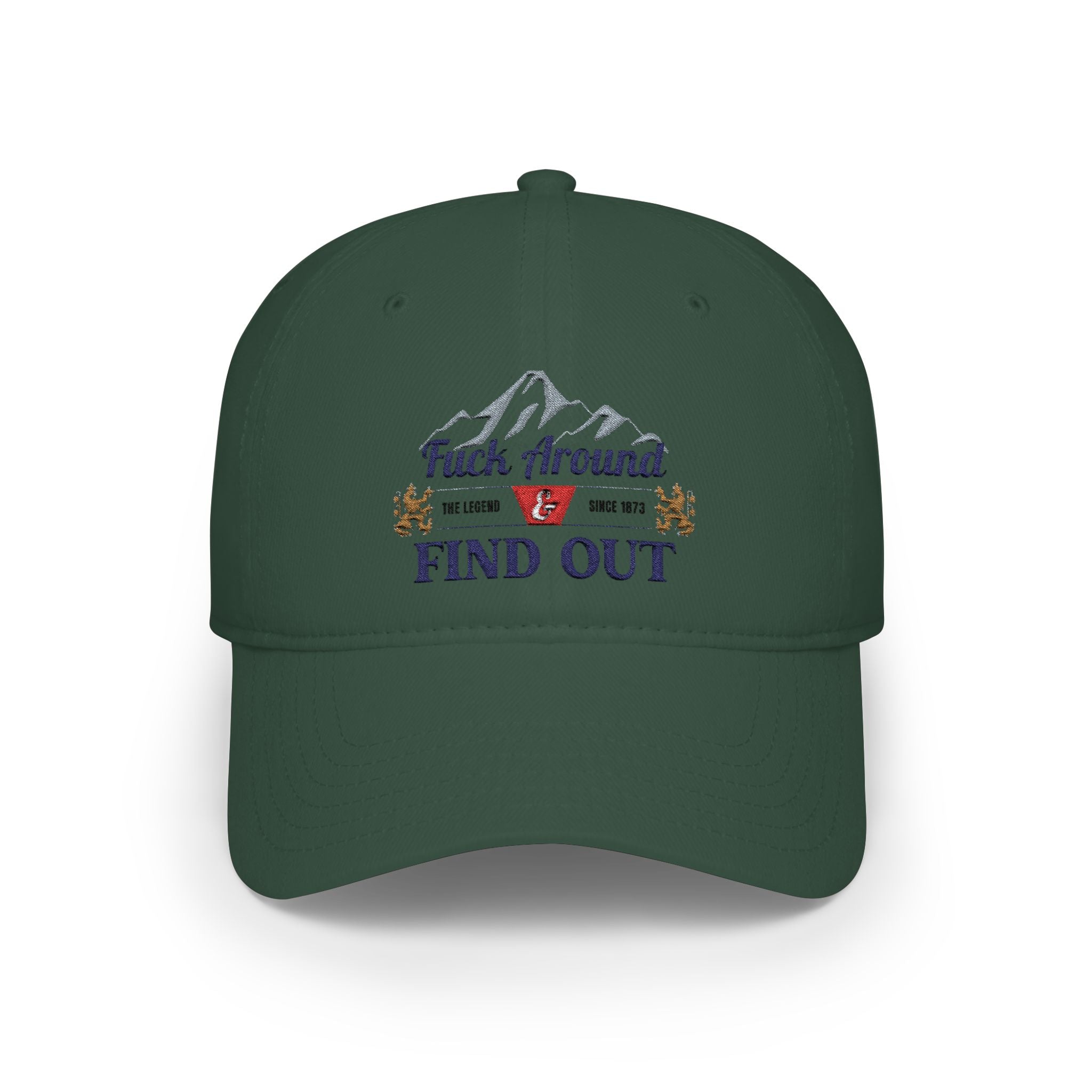 Low Profile Baseball Cap — 'Fuck Around, Find Out' Mountain Embroidered Hat