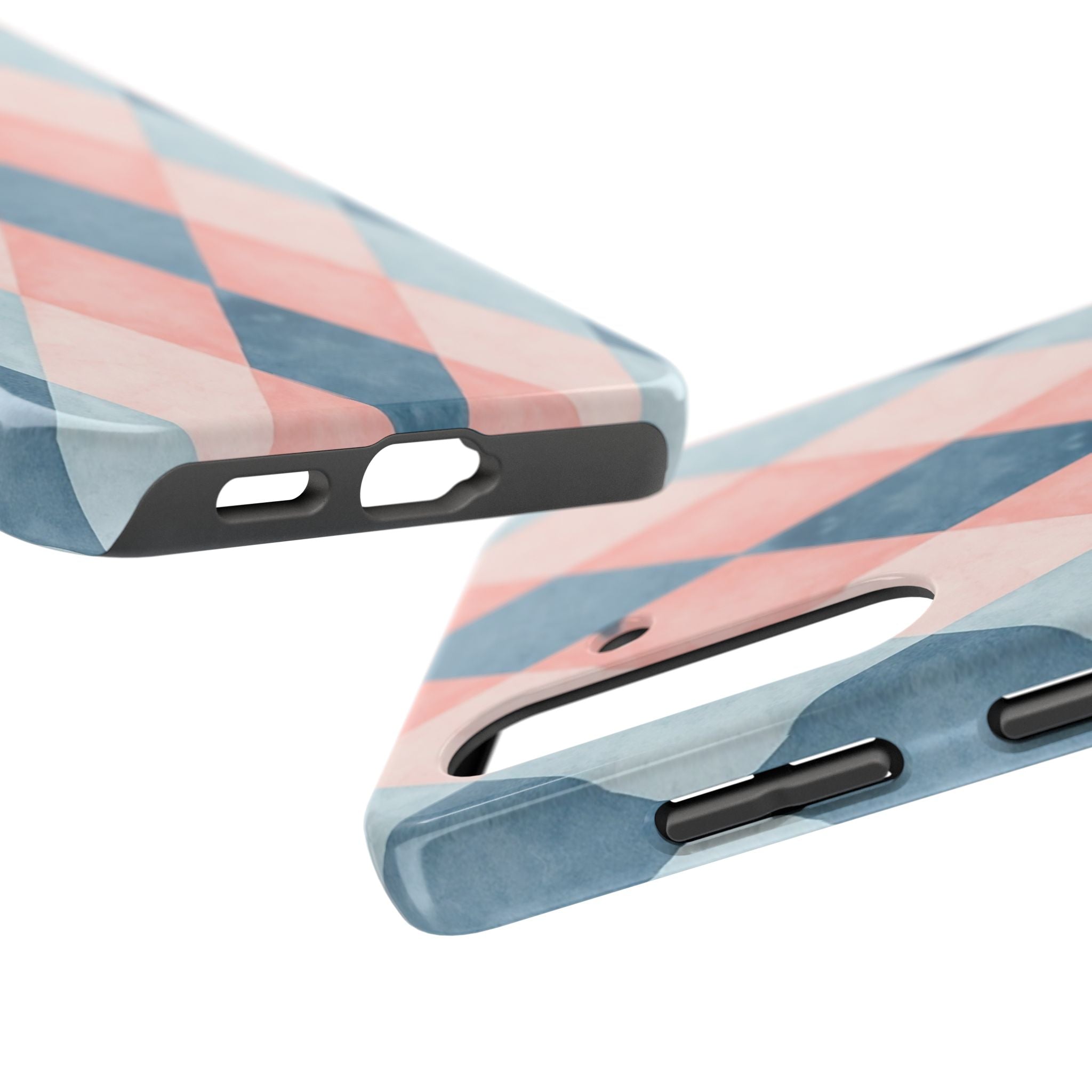 Pastel Harlequin Tough Phone Case — Blue & Pink Diamond Pattern