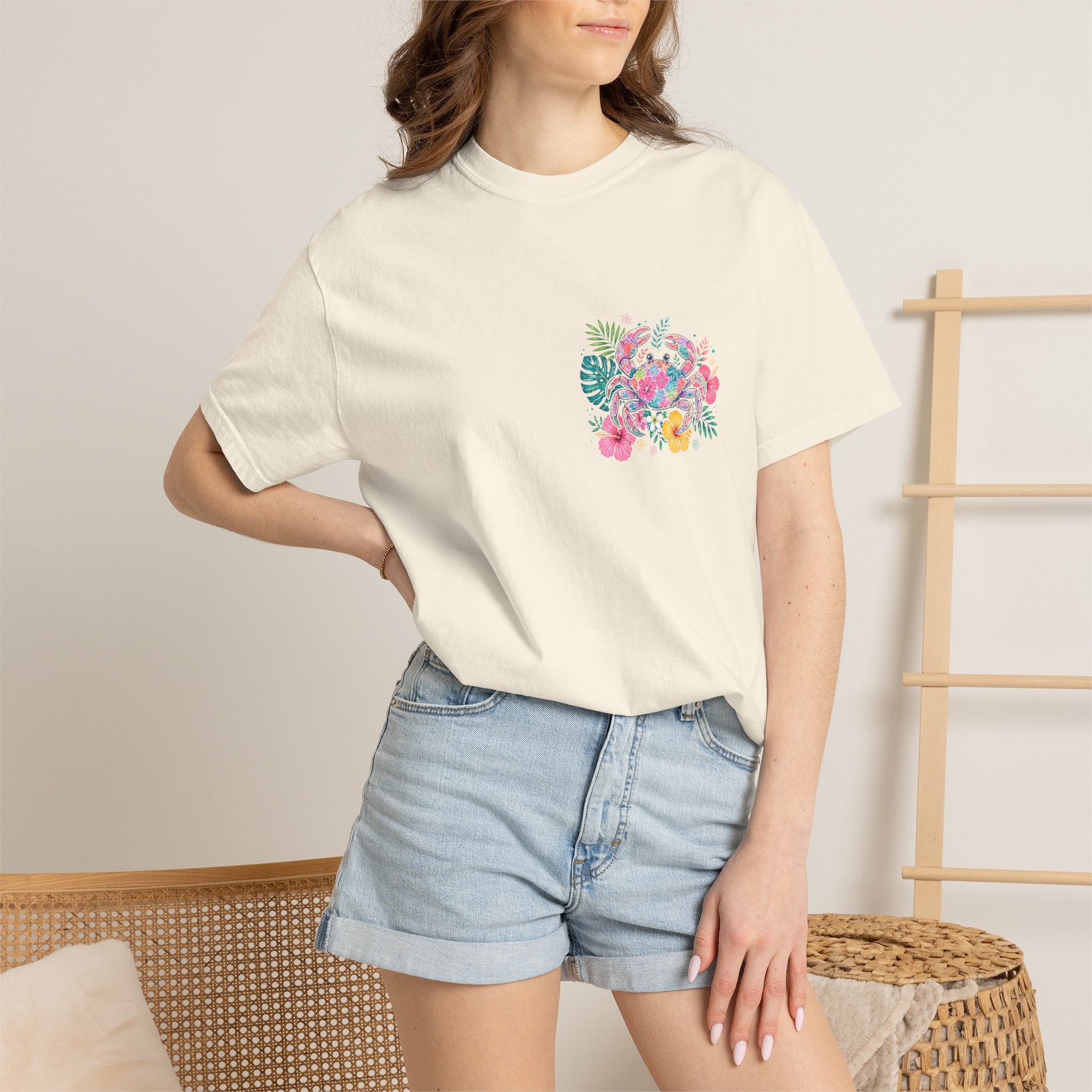 T-Shirt — "Sun Sand" Tropical Palm Floral Graphic Tee
