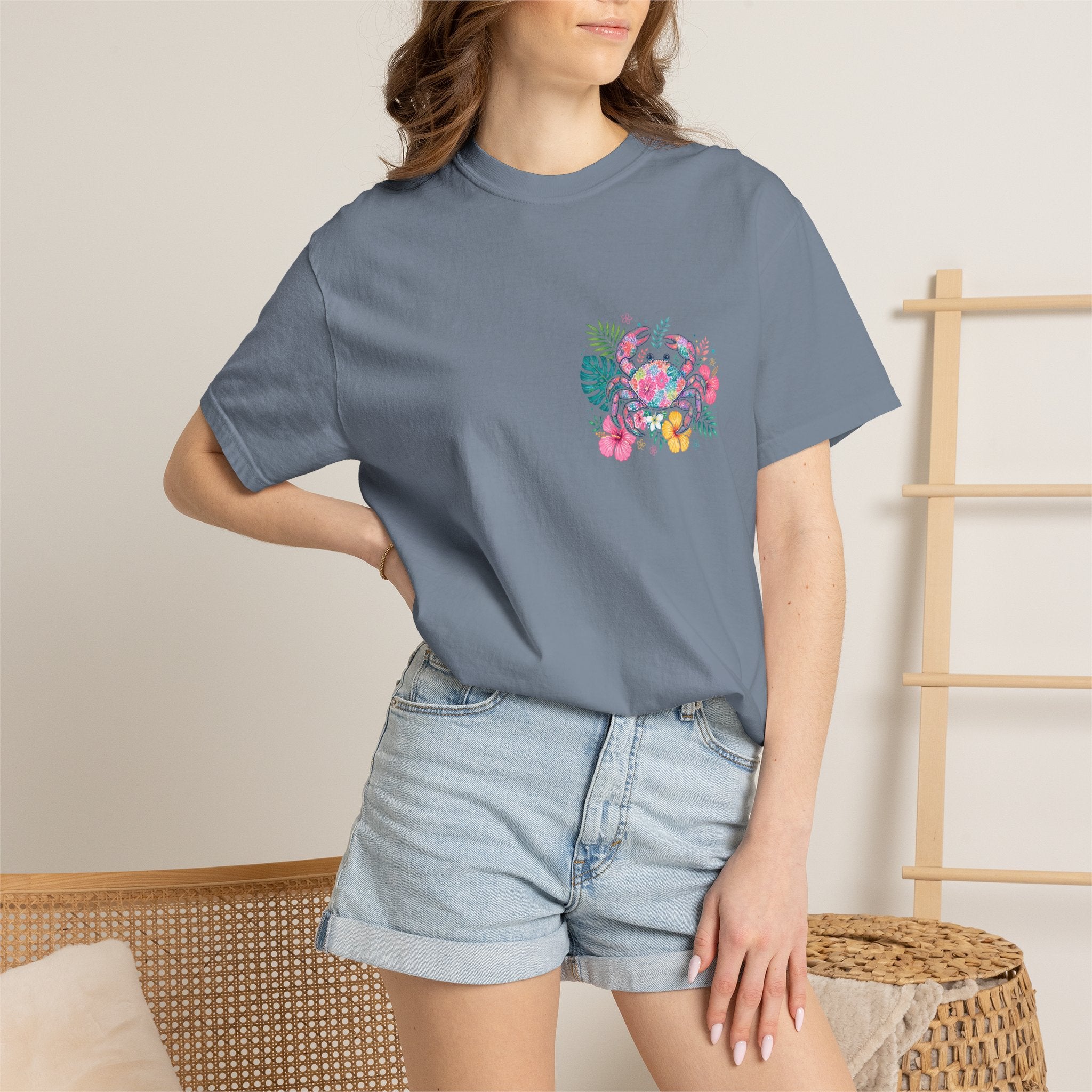 T-Shirt — "Sun Sand" Tropical Palm Floral Graphic Tee