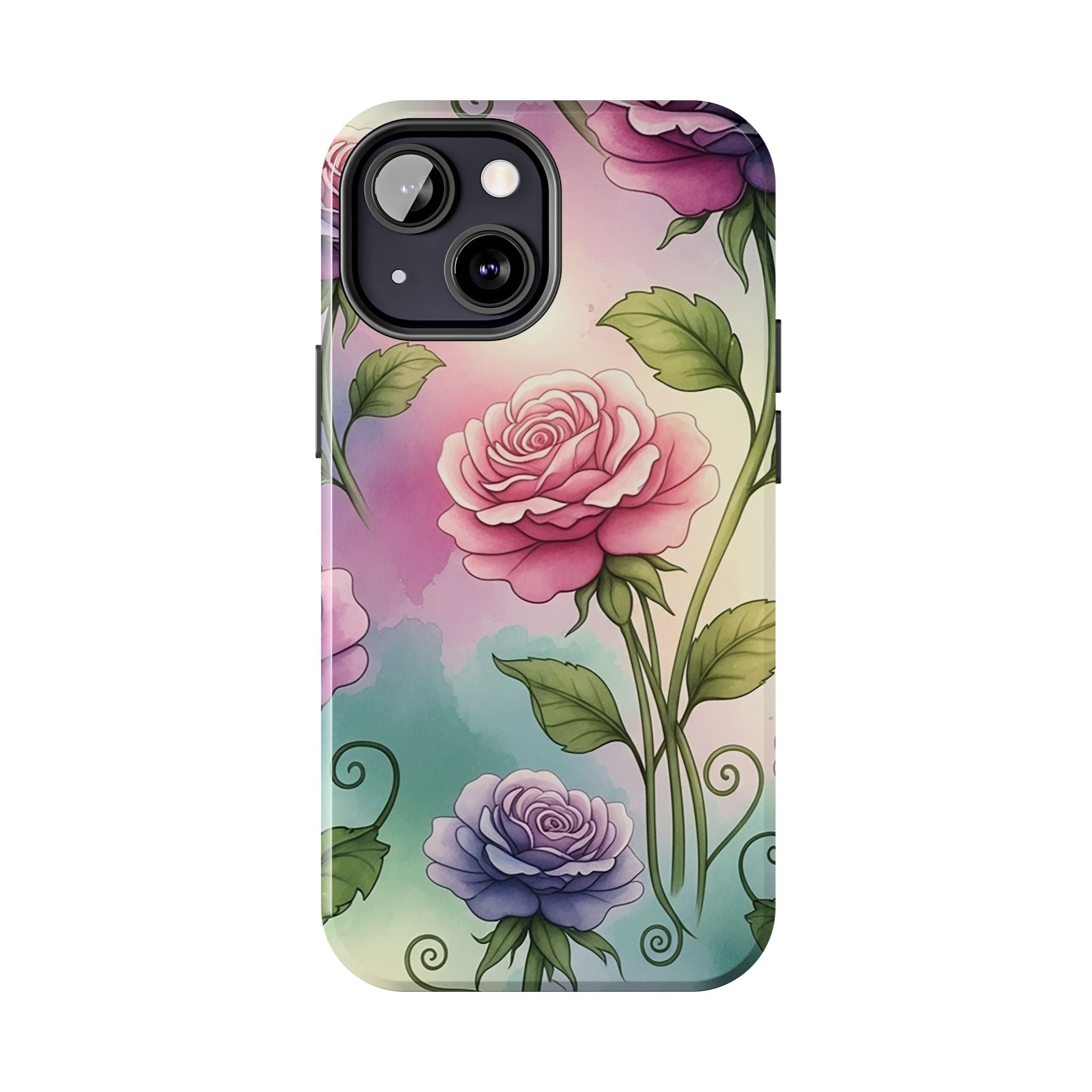 Floral Rose Tough Phone Case — Pastel Watercolor Protection