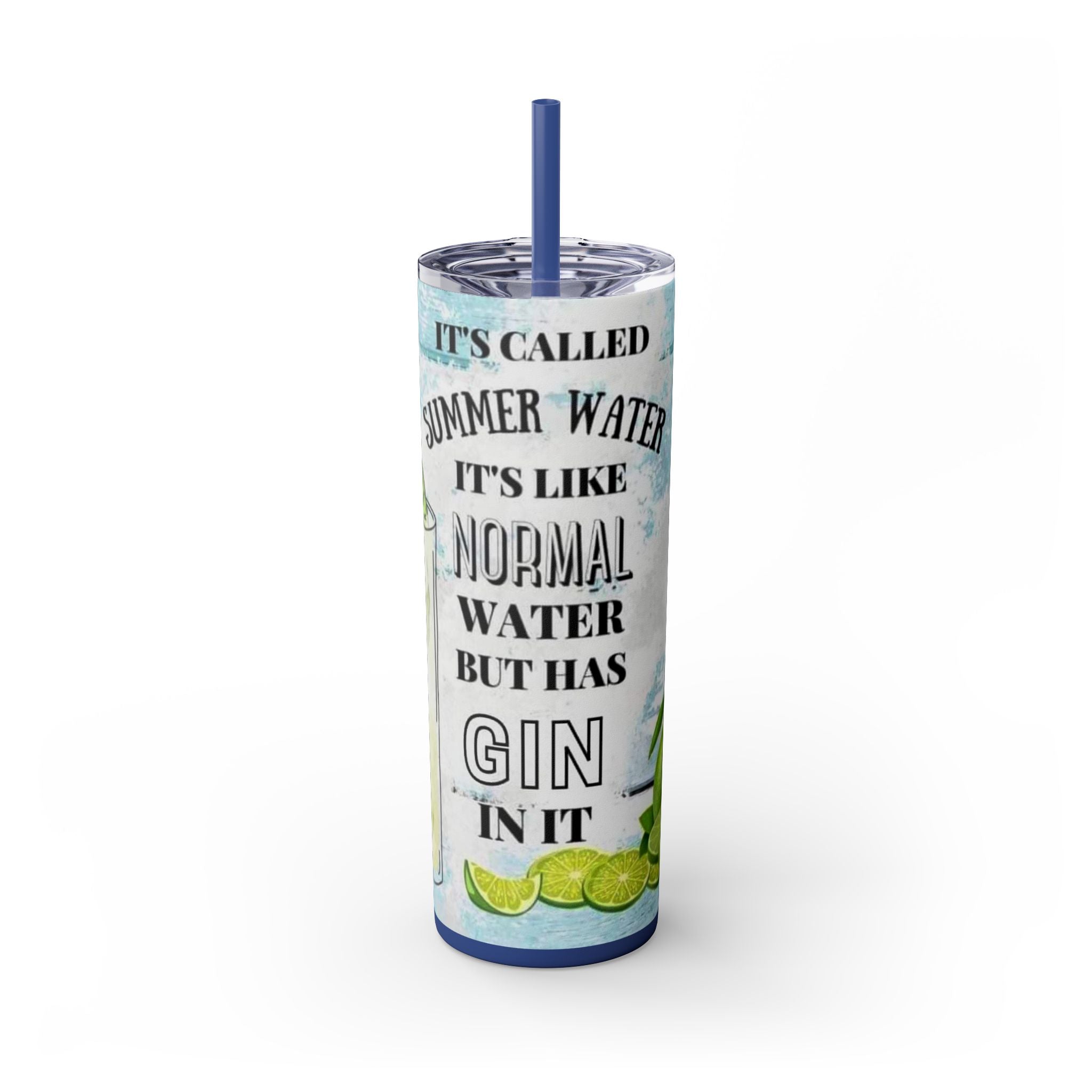 20oz Skinny Tumbler with Straw — Summer Water Tumbler
