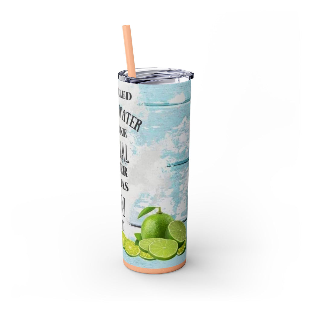 20oz Skinny Tumbler with Straw — Summer Water Tumbler
