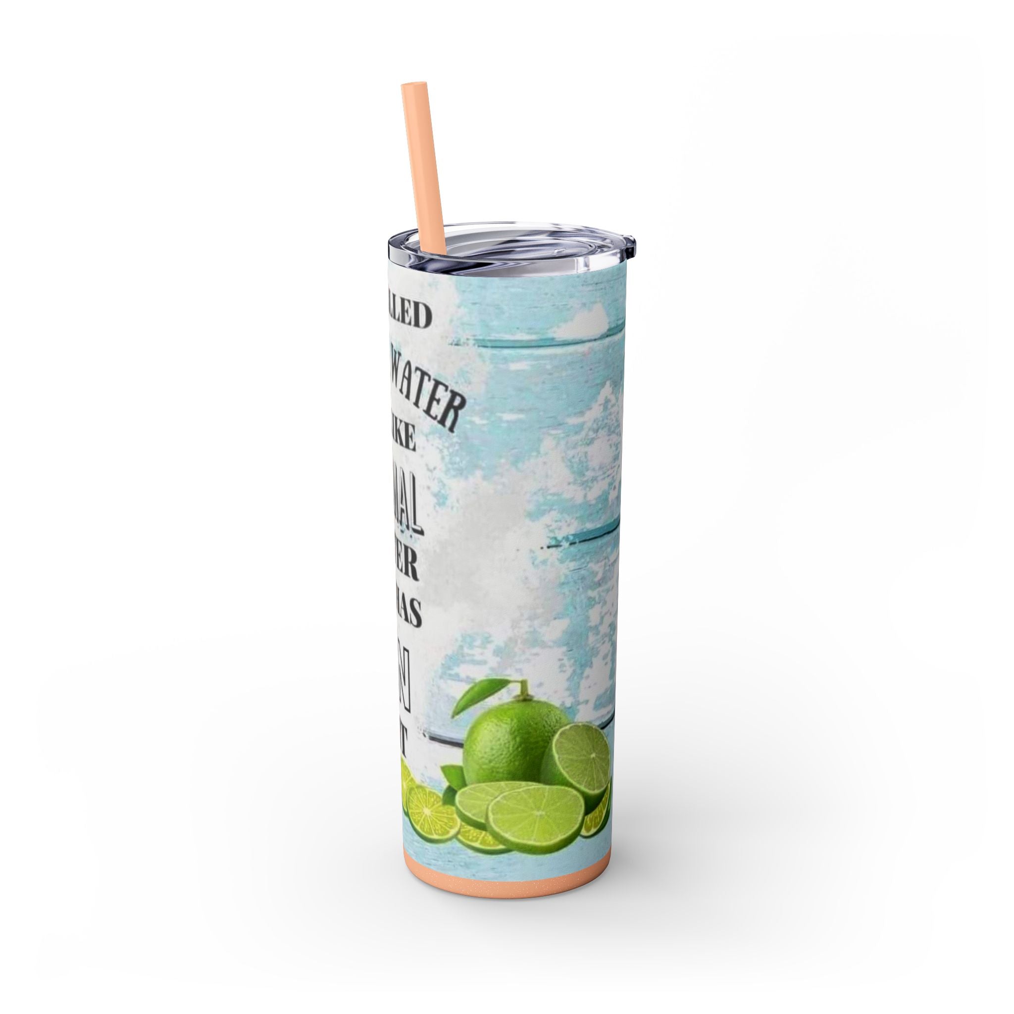 20oz Skinny Tumbler with Straw — Summer Water Tumbler