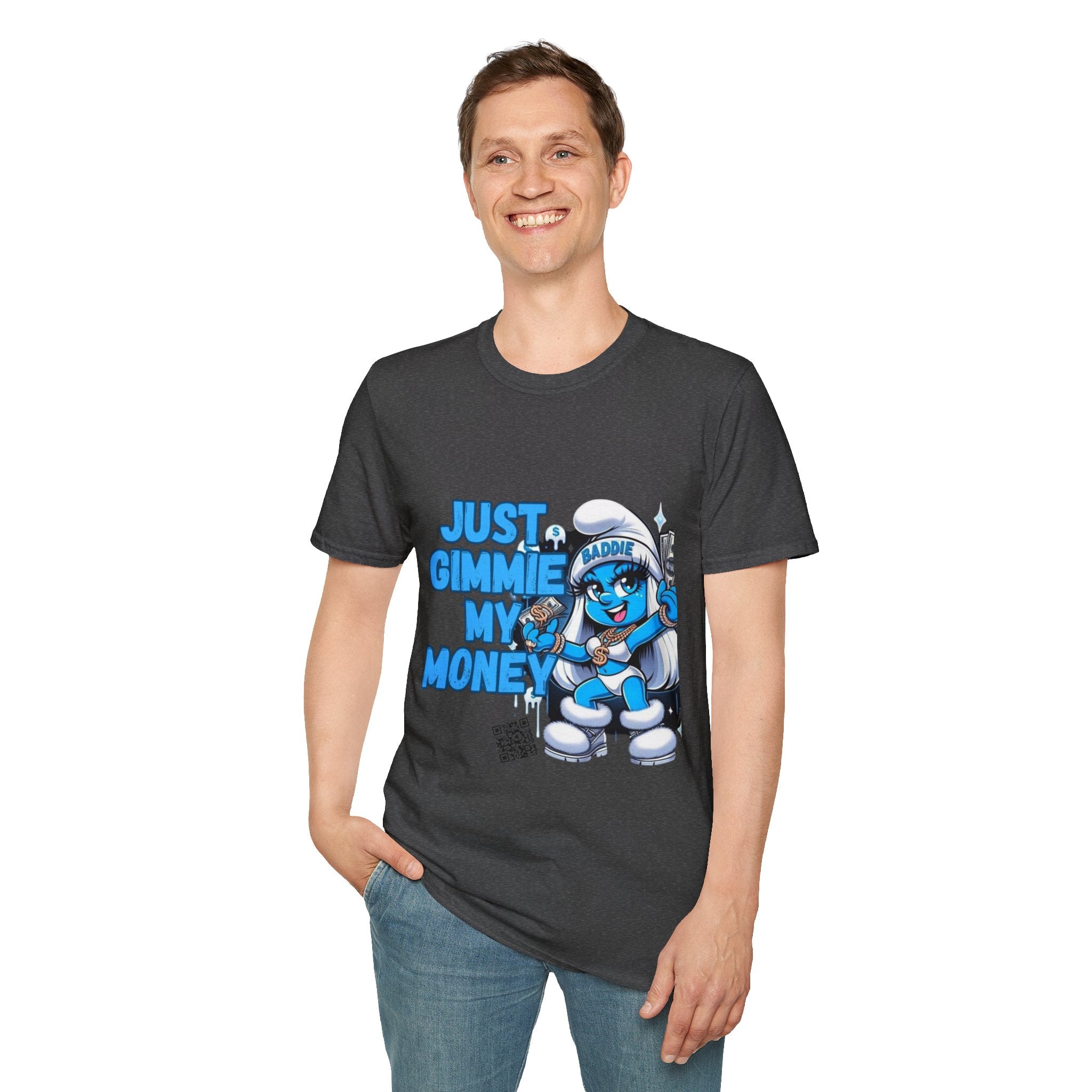 Just Gimmie My Money T-Shirt — Cute Blue Character Graphic Tee
