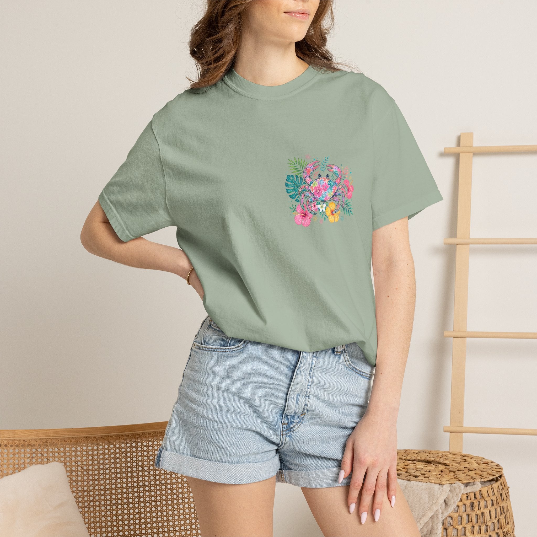 T-Shirt — "Sun Sand" Tropical Palm Floral Graphic Tee