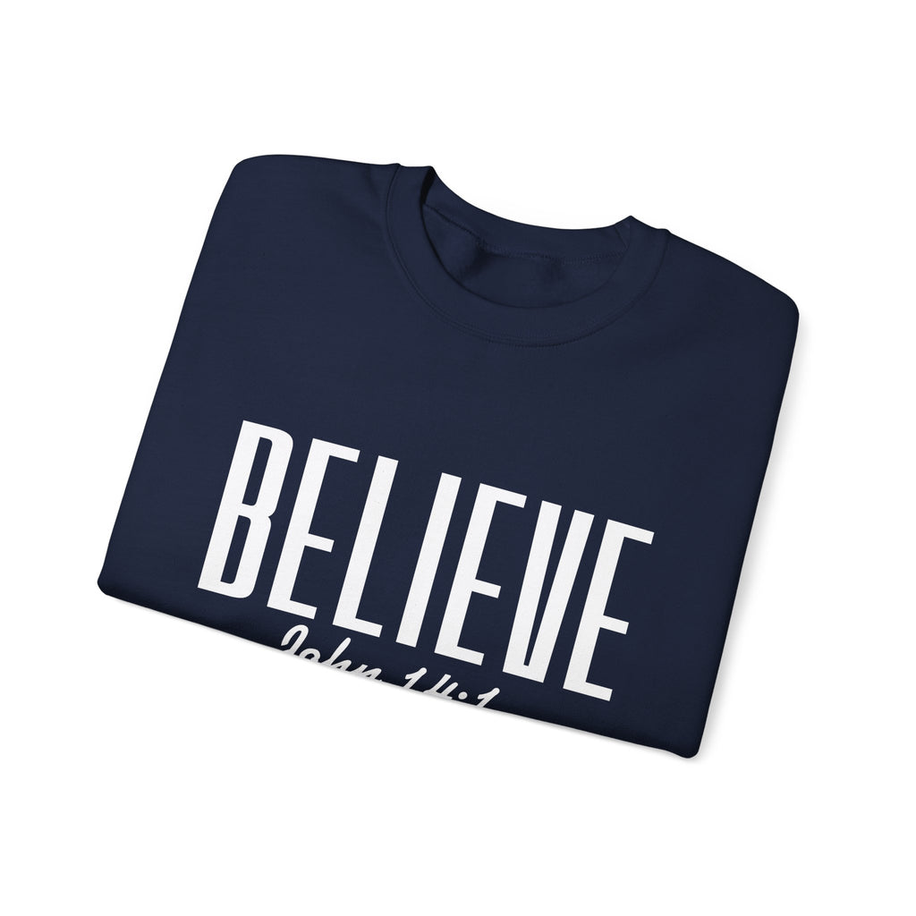 Wolf Pack “Believe John 14:1” Crewneck – Faith Streetwear Pullover