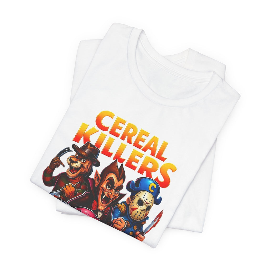 Cereal Killers Parody Horror Cartoon T-Shirt | Funny Cereal Villains Graphic Tee