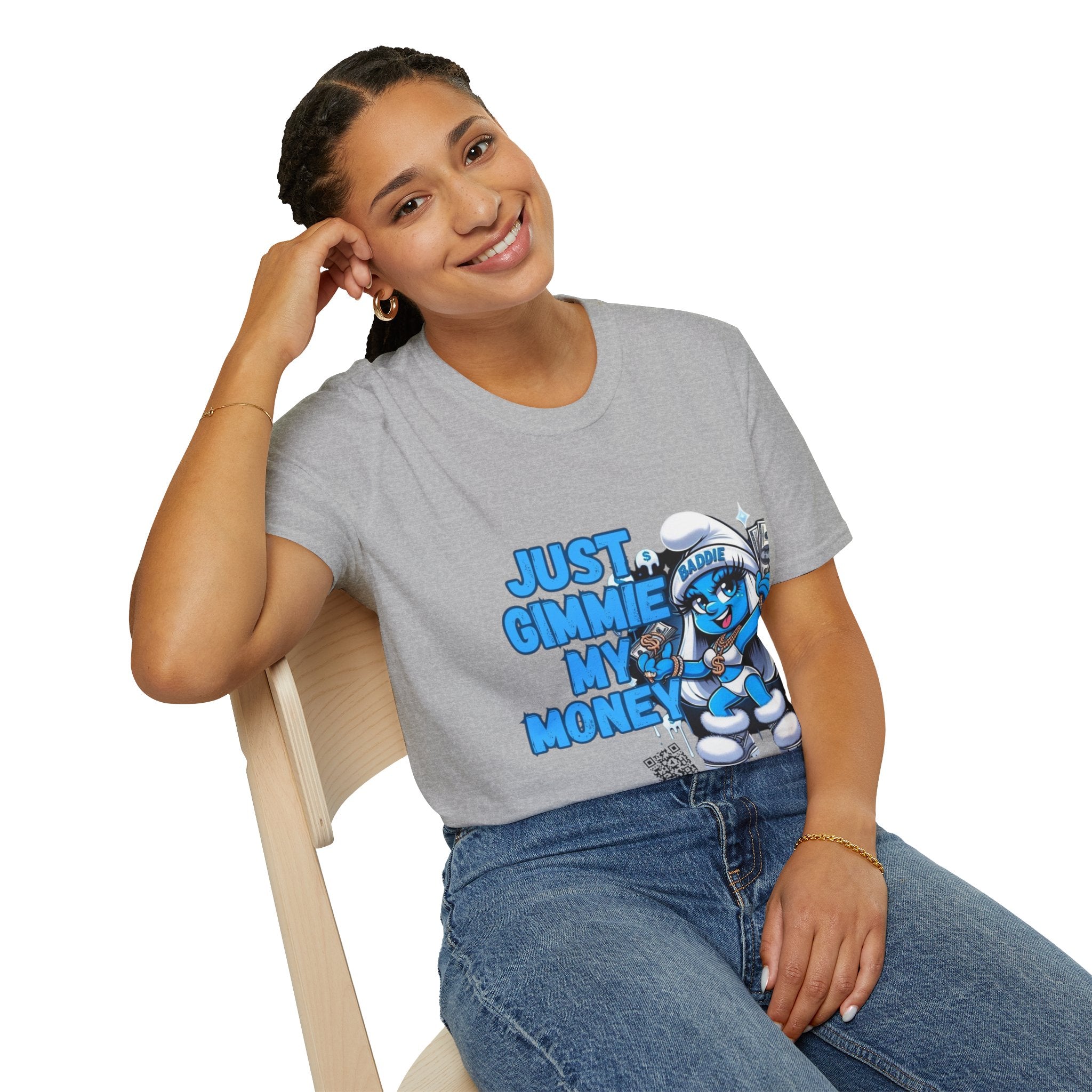 Just Gimmie My Money T-Shirt — Cute Blue Character Graphic Tee