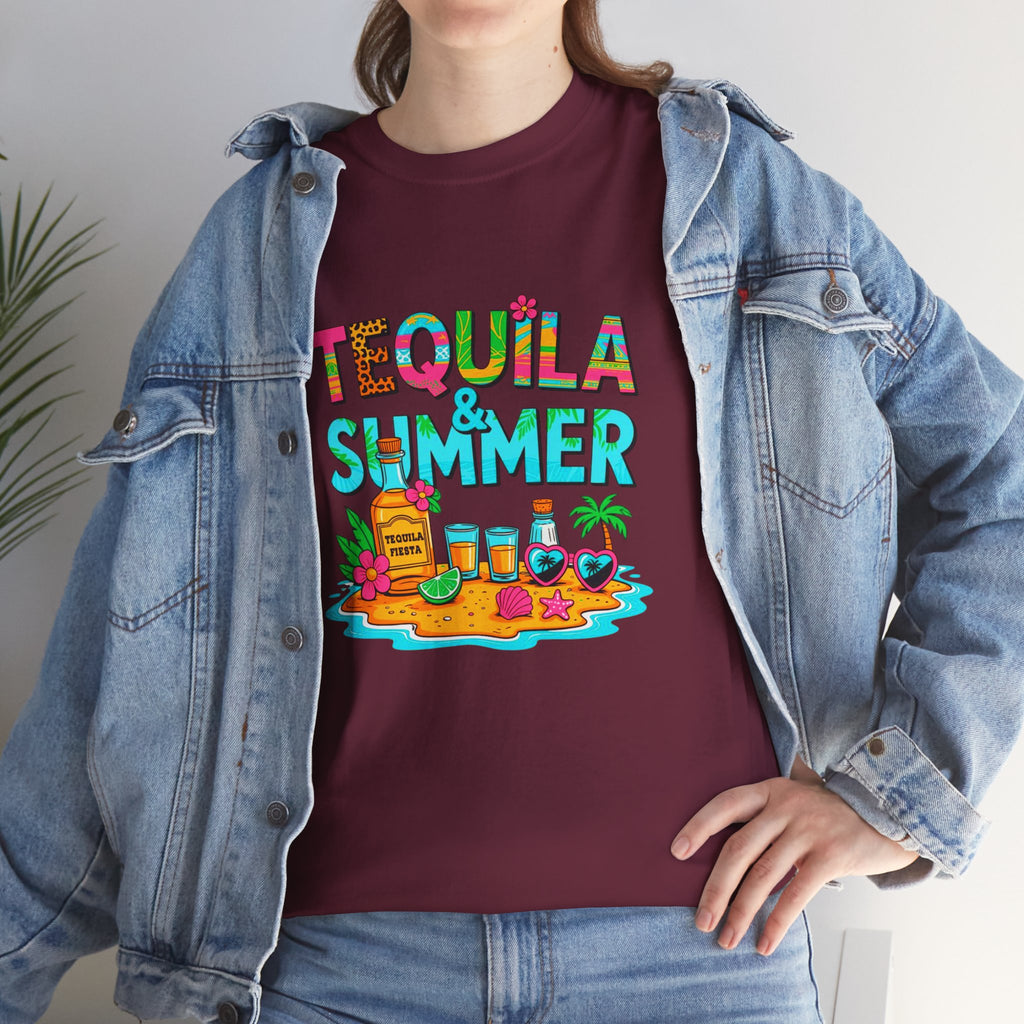 Tequila Summer Tee – Tropical Beach Cocktail Graphic T-Shirt
