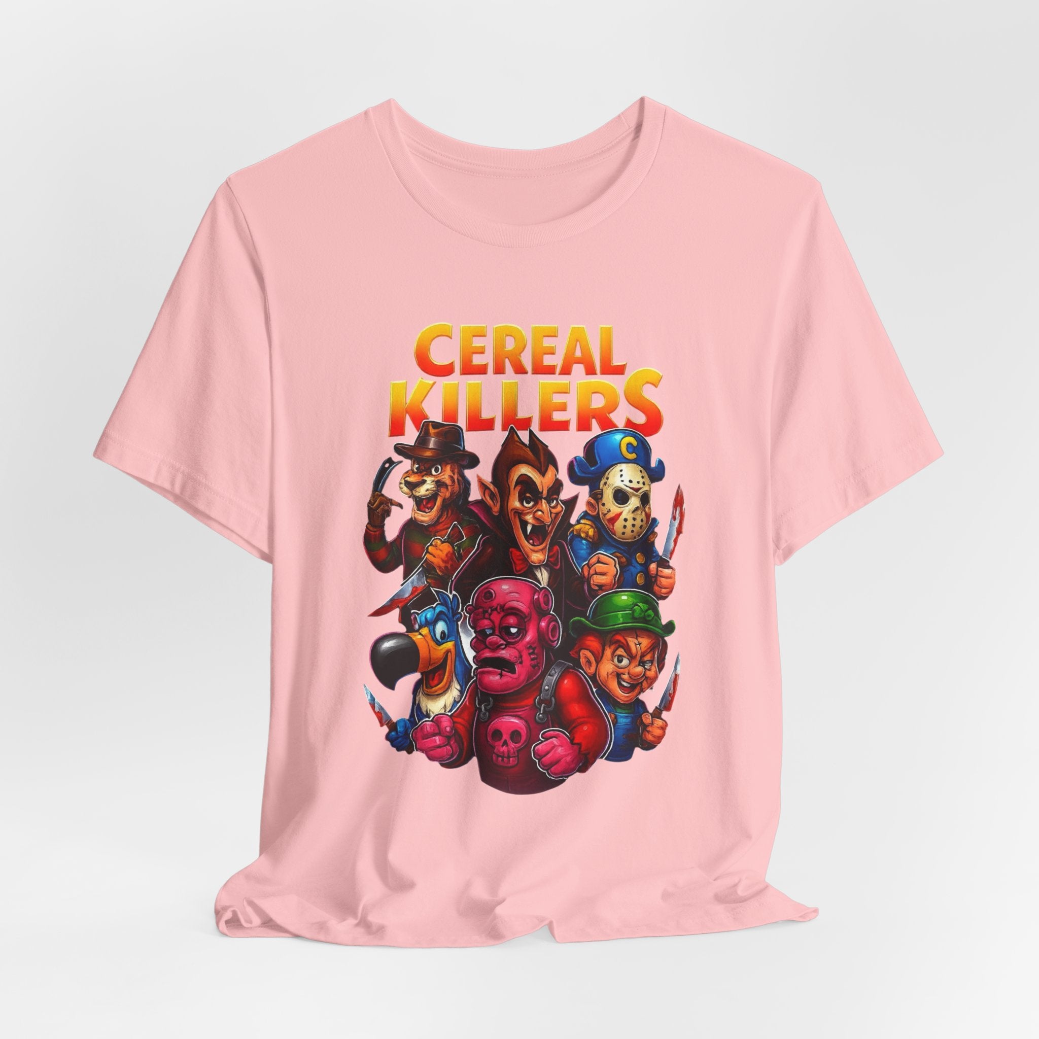 Cereal Killers Parody Horror Cartoon T-Shirt | Funny Cereal Villains Graphic Tee