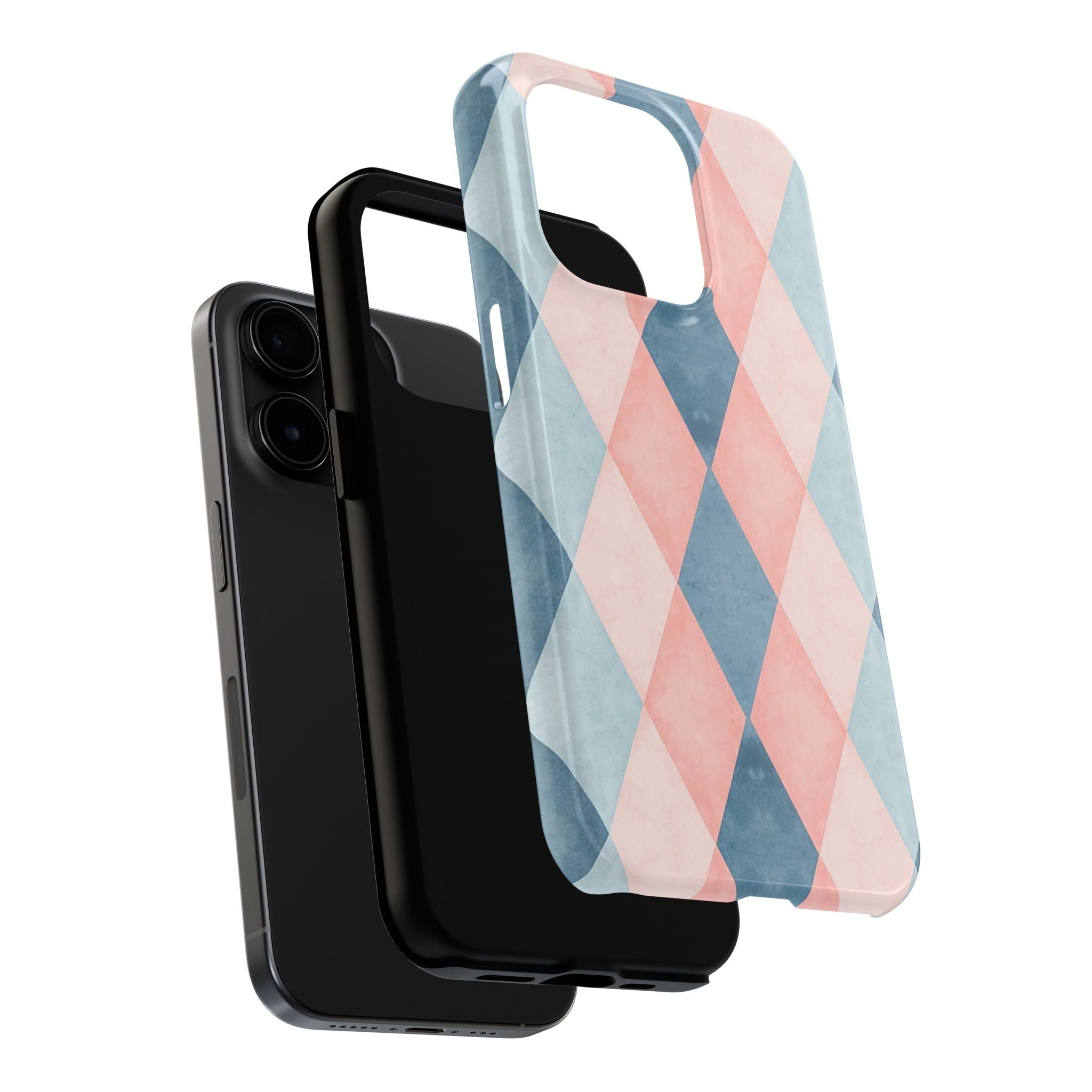 Pastel Harlequin Tough Phone Case — Blue & Pink Diamond Pattern