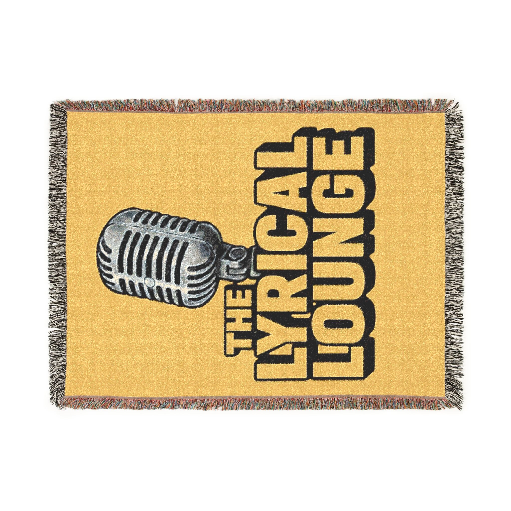 The Lyrical Lounge Woven Blanket — Retro Microphone Music Throw