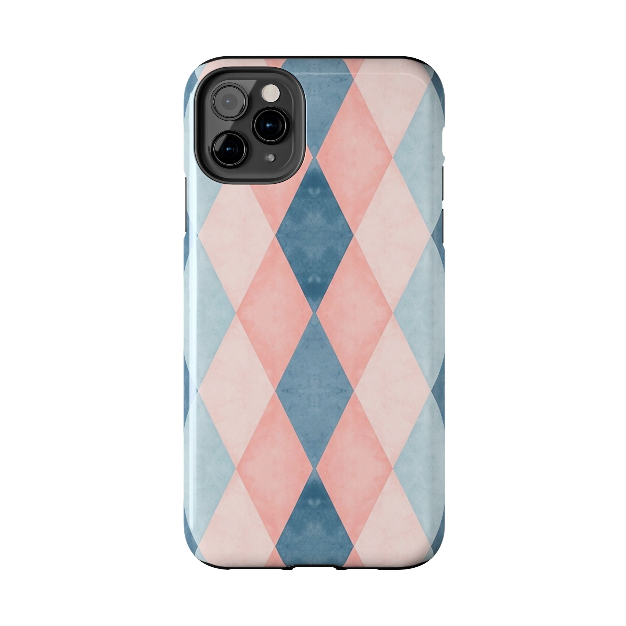Pastel Harlequin Tough Phone Case — Blue & Pink Diamond Pattern