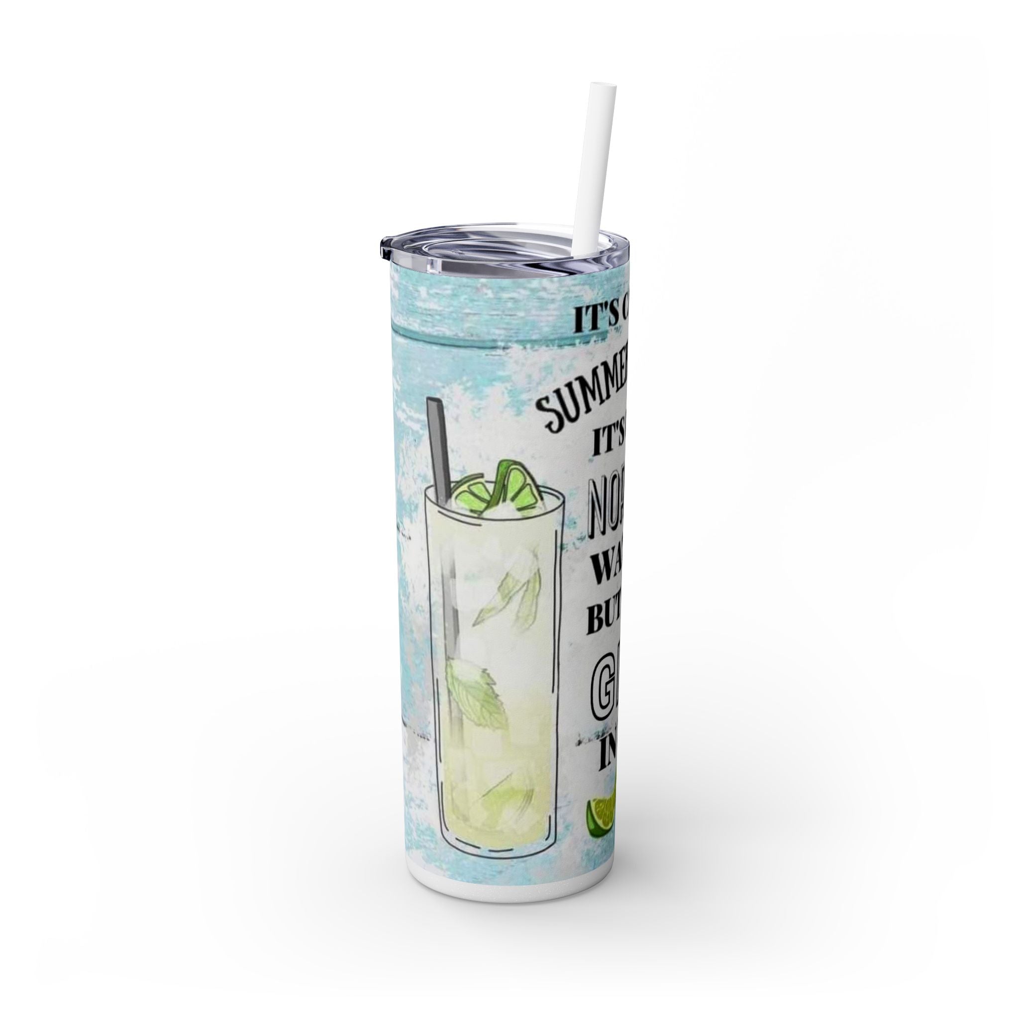 20oz Skinny Tumbler with Straw — Summer Water Tumbler