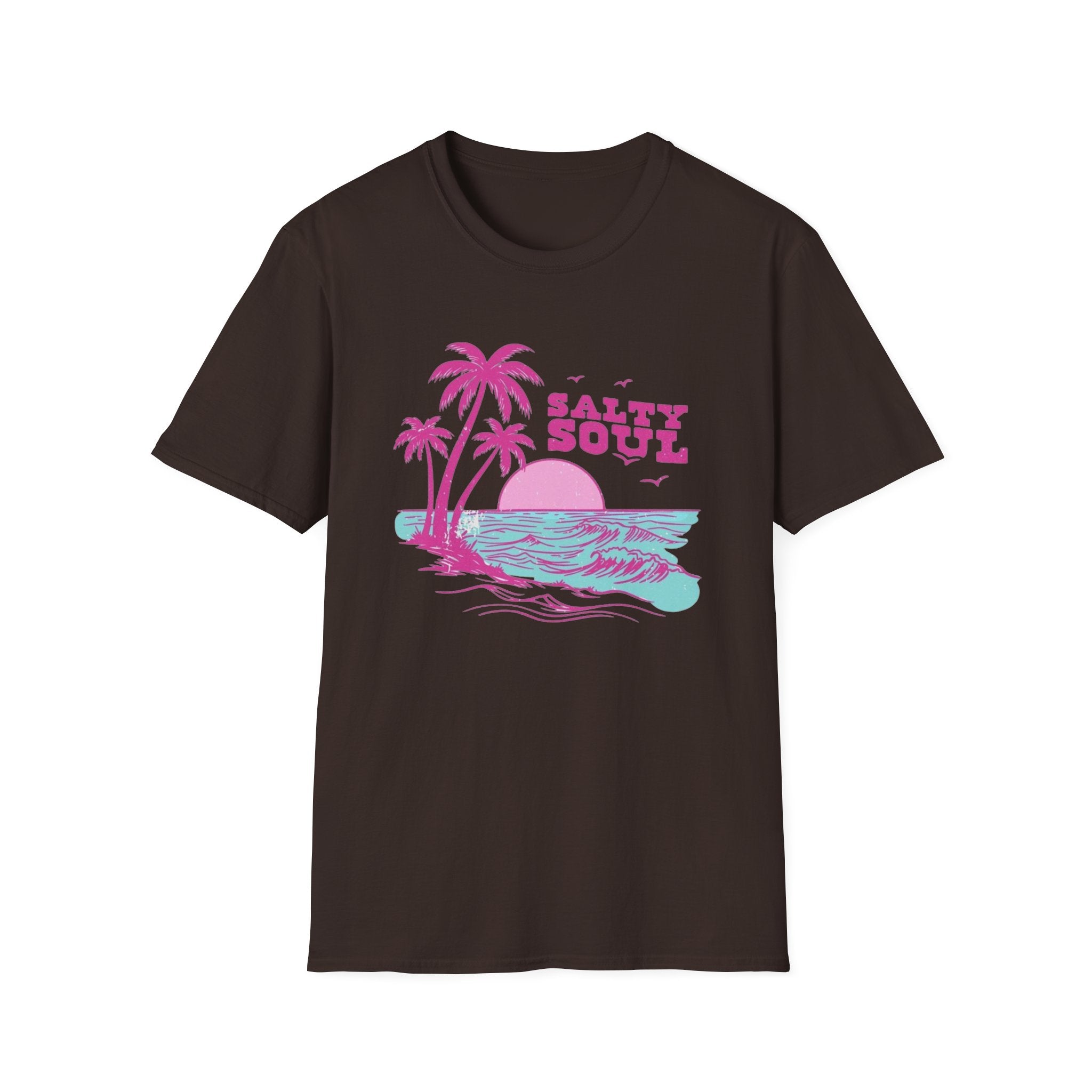 Salty Soul Beach T-Shirt — Sun, Palm Trees & Waves Graphic Tee
