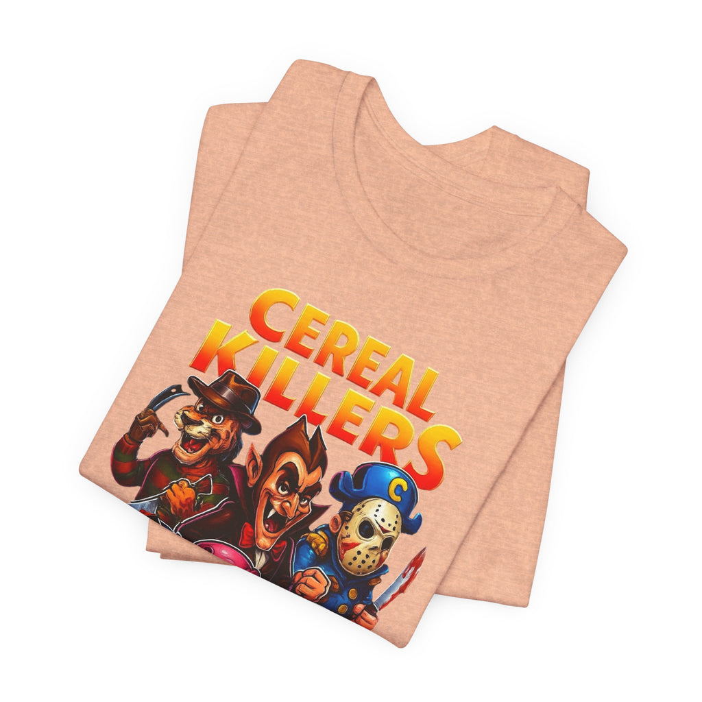 Cereal Killers Parody Horror Cartoon T-Shirt | Funny Cereal Villains Graphic Tee