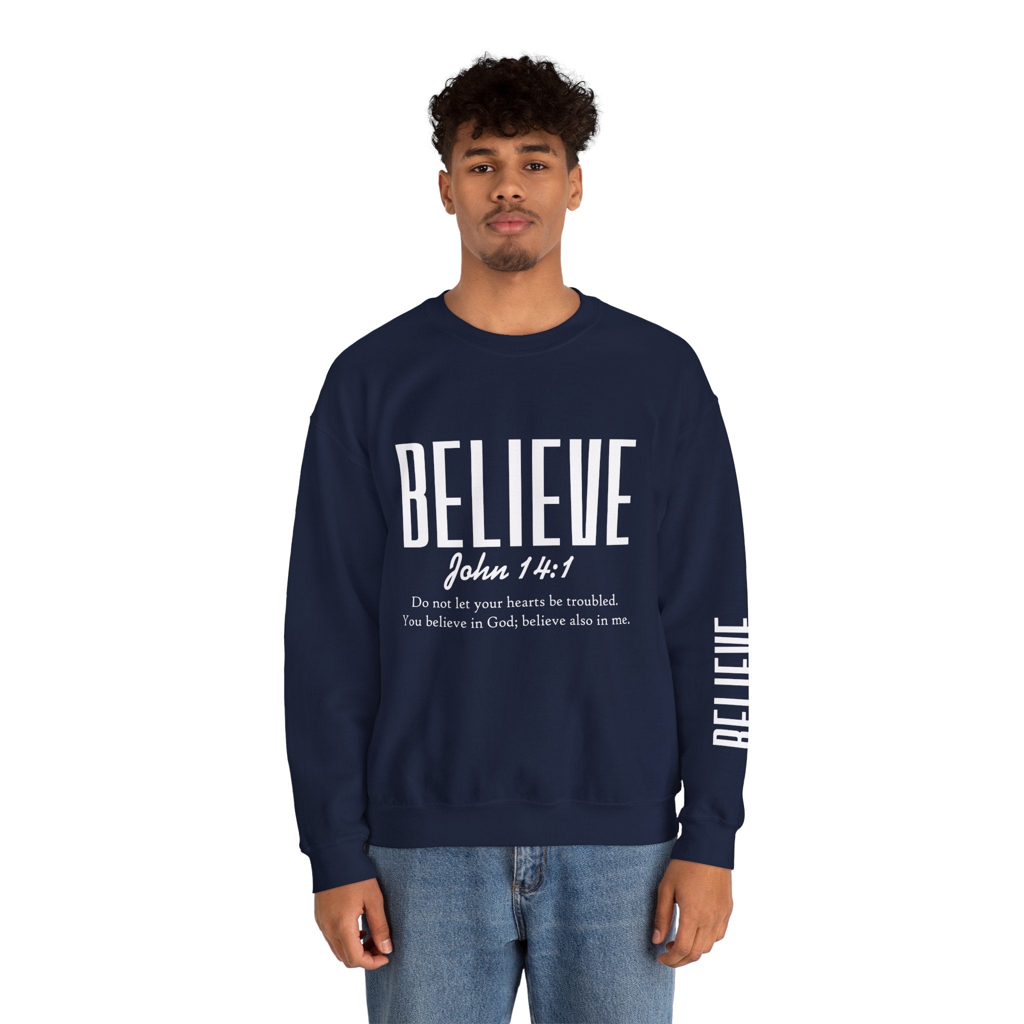 Wolf Pack “Believe John 14:1” Crewneck – Faith Streetwear Pullover