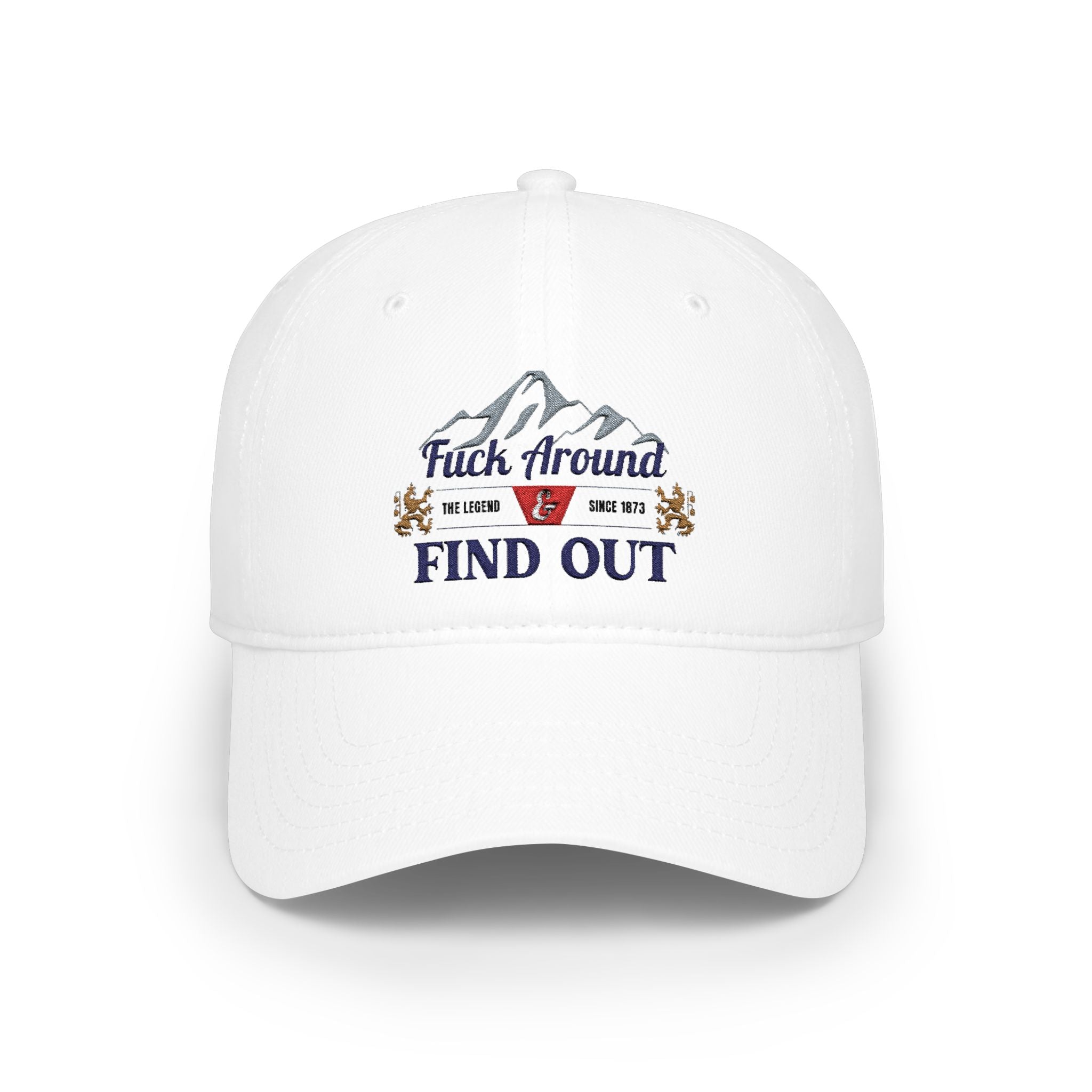 Low Profile Baseball Cap — 'Fuck Around, Find Out' Mountain Embroidered Hat