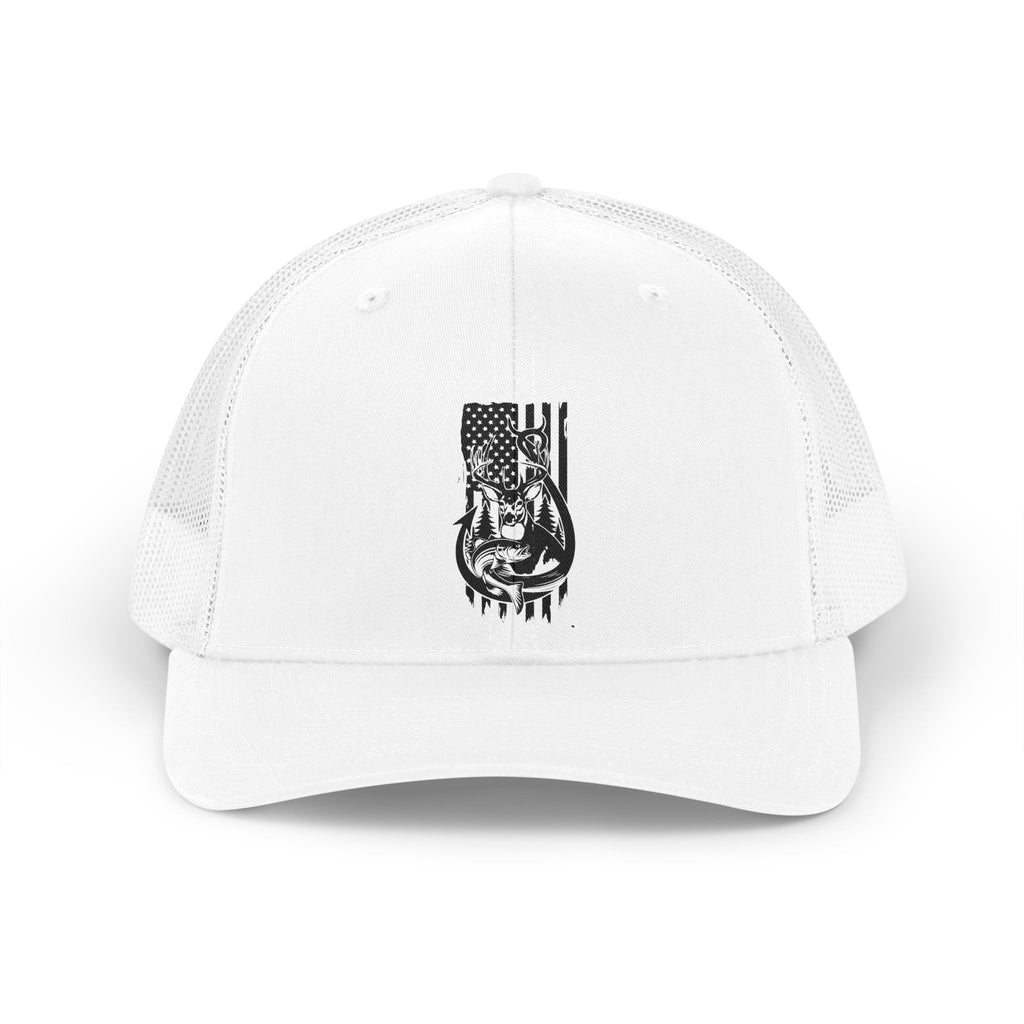 Distressed American Flag Eagle Trucker Hat — Retro Patriotic Cap