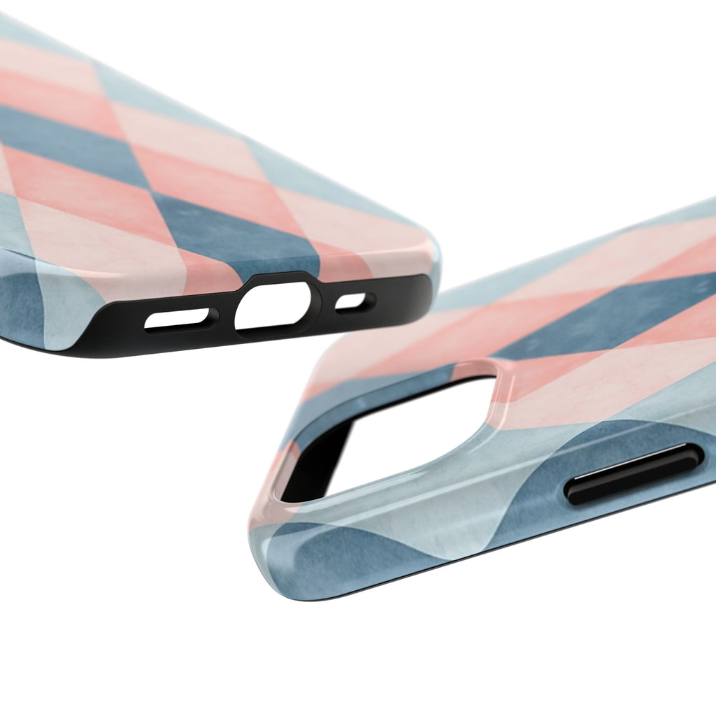 Pastel Harlequin Tough Phone Case — Blue & Pink Diamond Pattern
