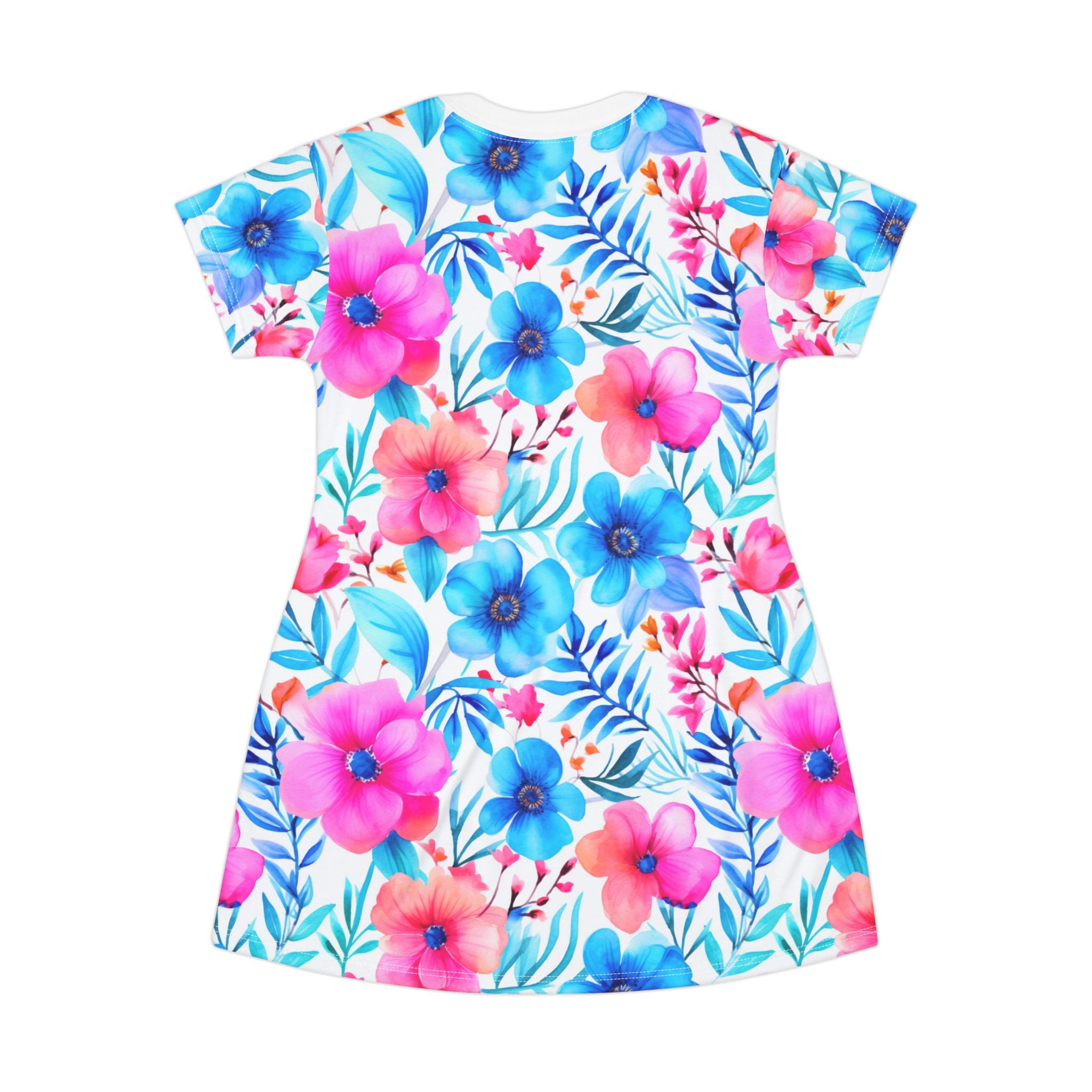 Floral T-Shirt Dress — All-Over Print Casual Summer Dress