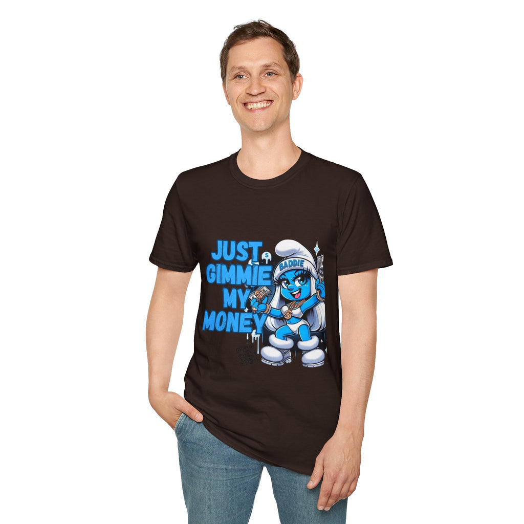 Just Gimmie My Money T-Shirt — Cute Blue Character Graphic Tee