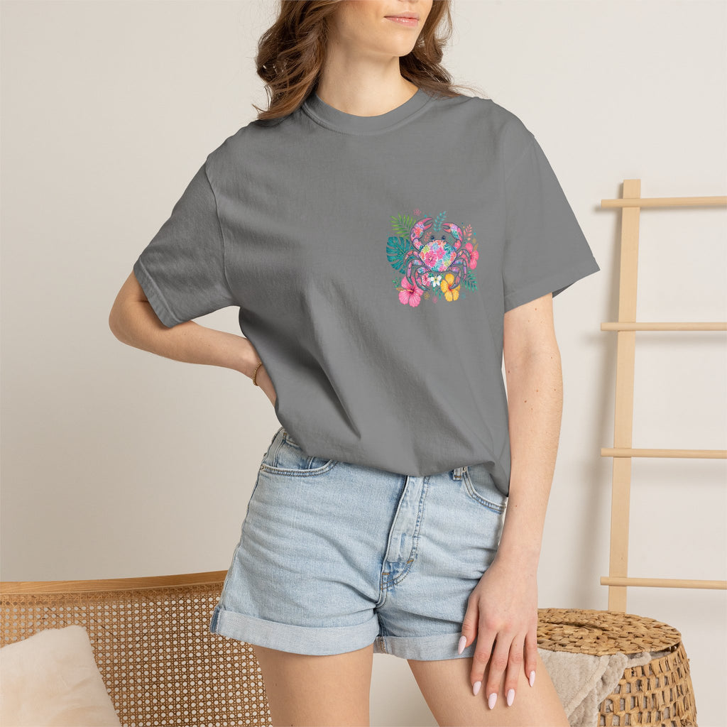 T-Shirt — "Sun Sand" Tropical Palm Floral Graphic Tee