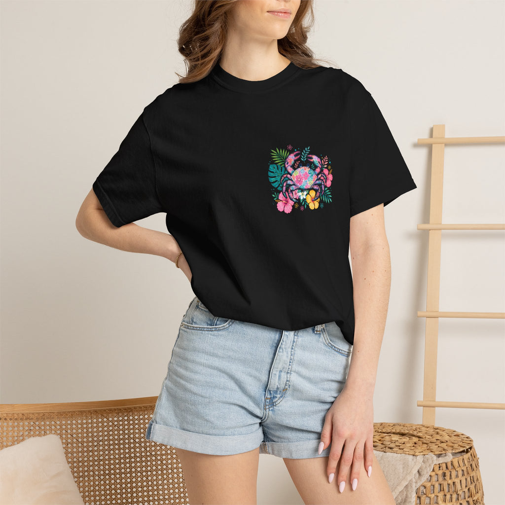 T-Shirt — "Sun Sand" Tropical Palm Floral Graphic Tee
