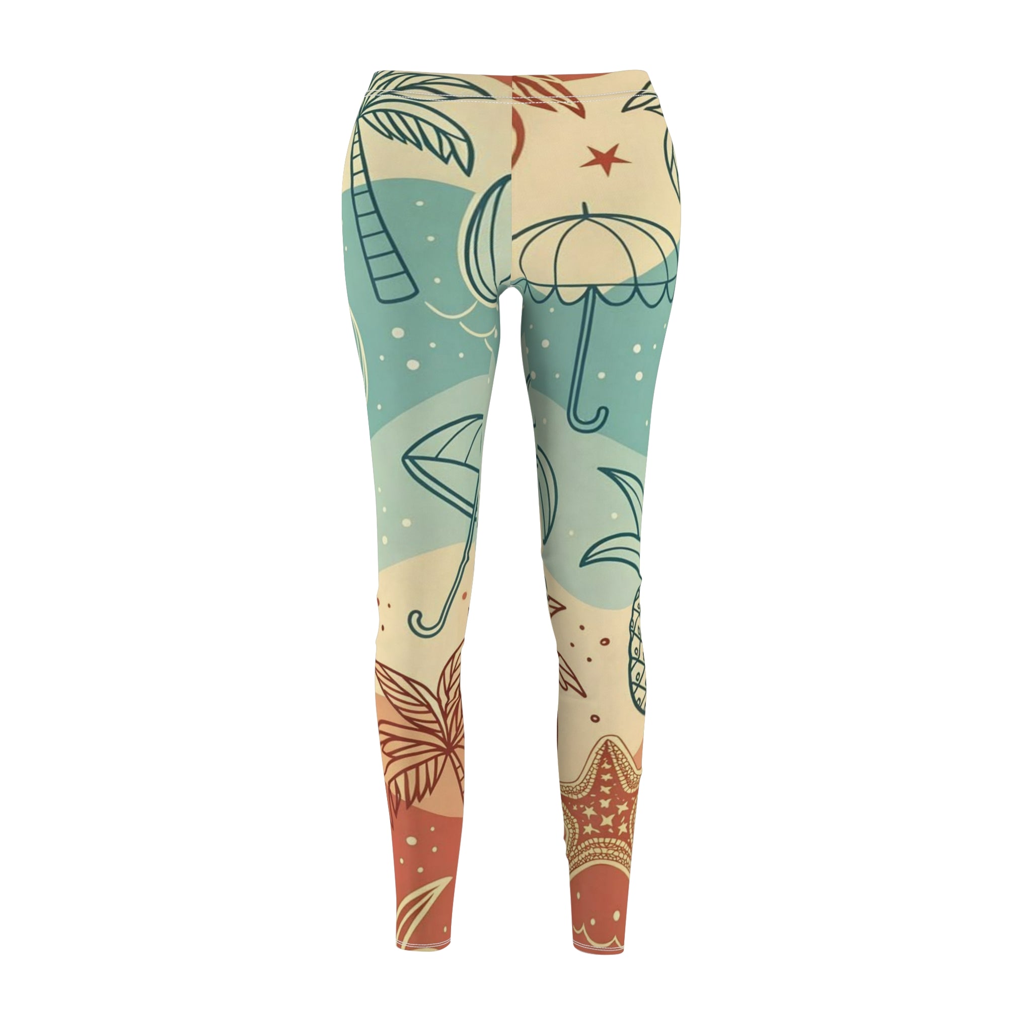 Tropical Beach Print Leggings — Women's Casual All-Over-Print