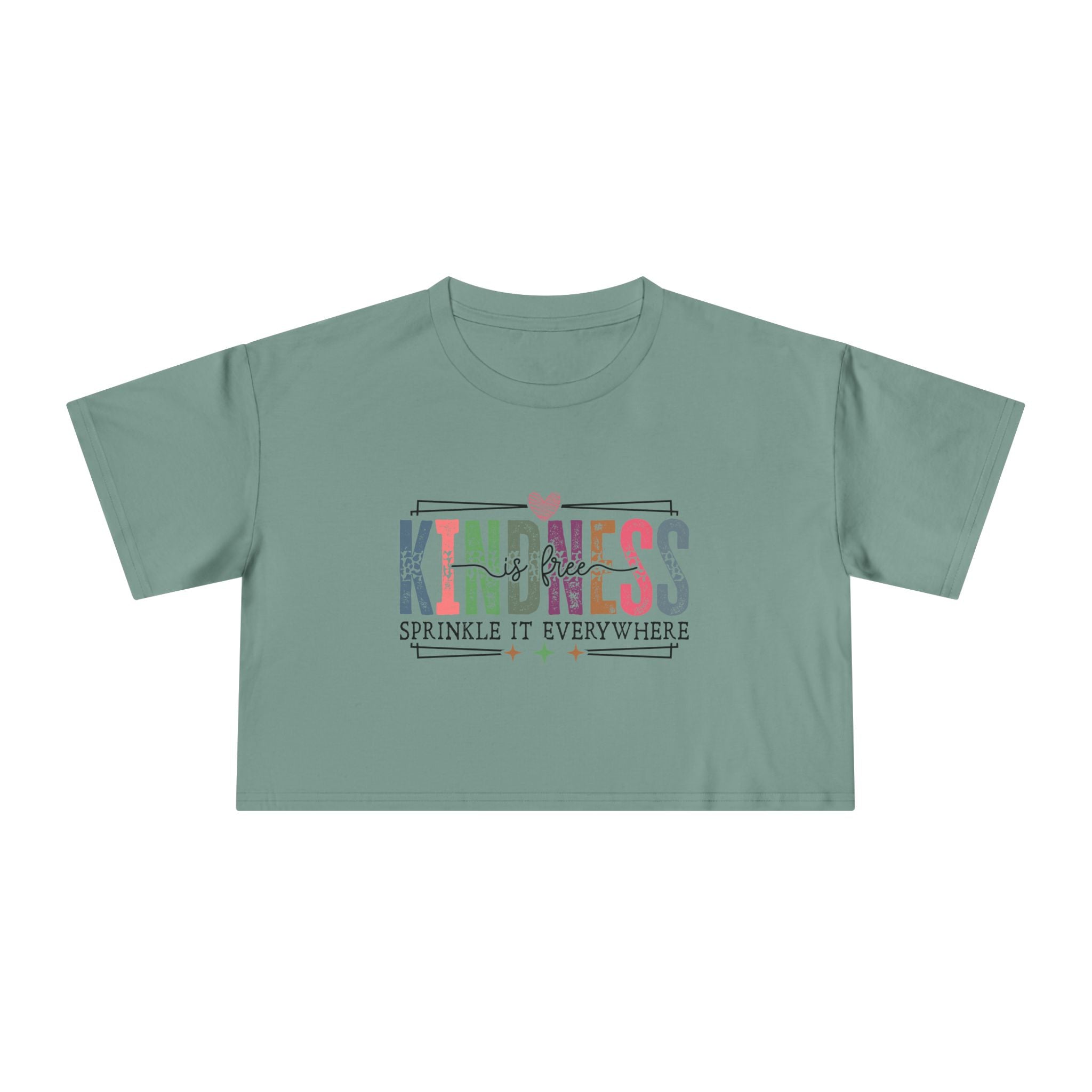 Crop Tee — "Kindness: Sprinkle It Everywhere" Floral Graphic