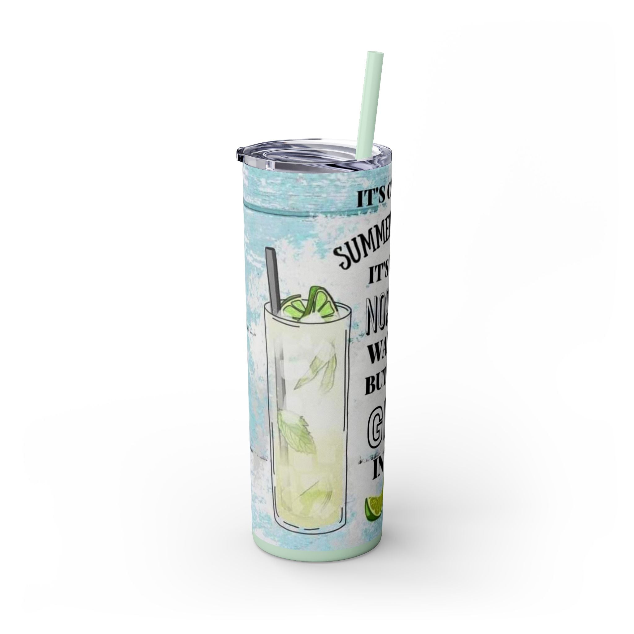 20oz Skinny Tumbler with Straw — Summer Water Tumbler