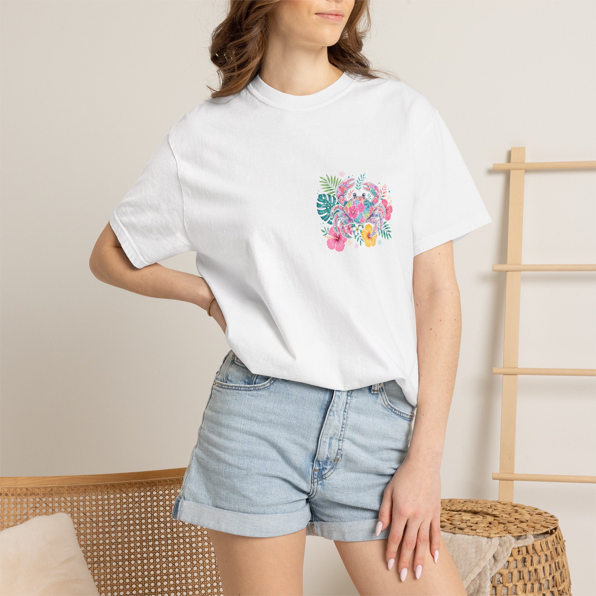 T-Shirt — "Sun Sand" Tropical Palm Floral Graphic Tee