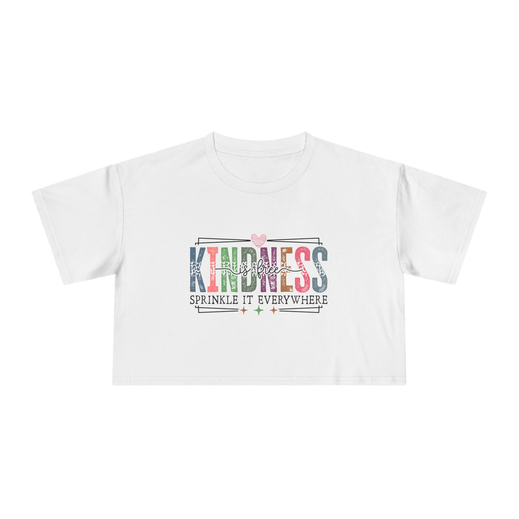 Crop Tee — "Kindness: Sprinkle It Everywhere" Floral Graphic