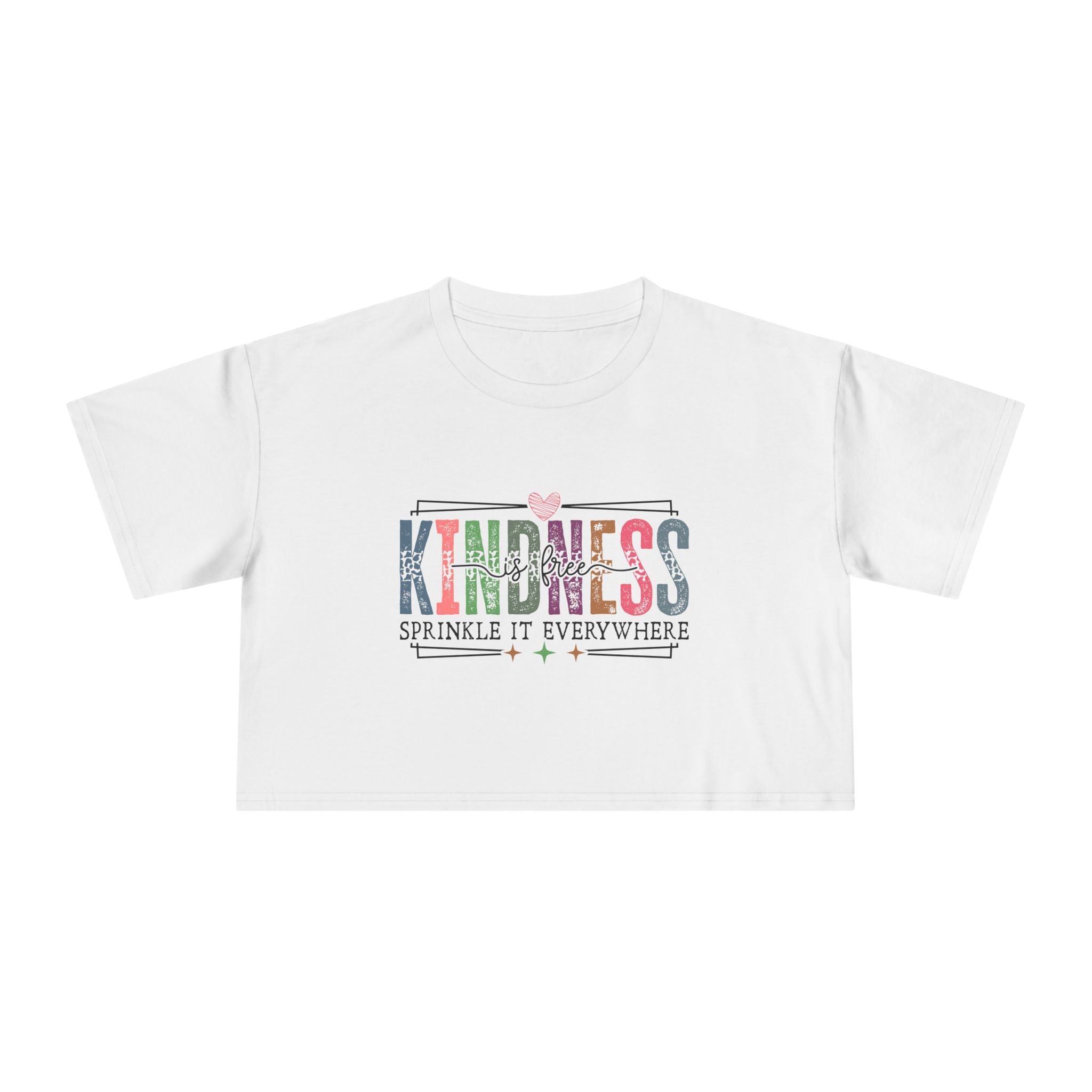 Crop Tee — "Kindness: Sprinkle It Everywhere" Floral Graphic