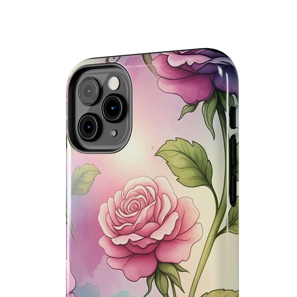 Floral Rose Tough Phone Case — Pastel Watercolor Protection